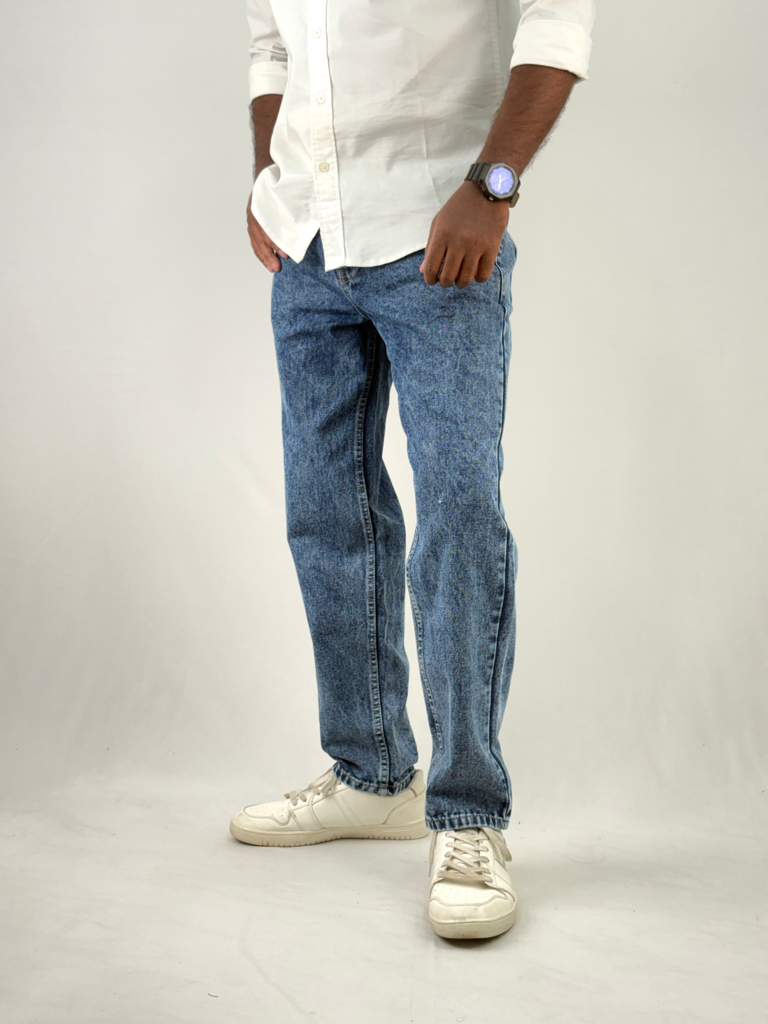 Blue Acid Wash Semi Baggy Jean 2