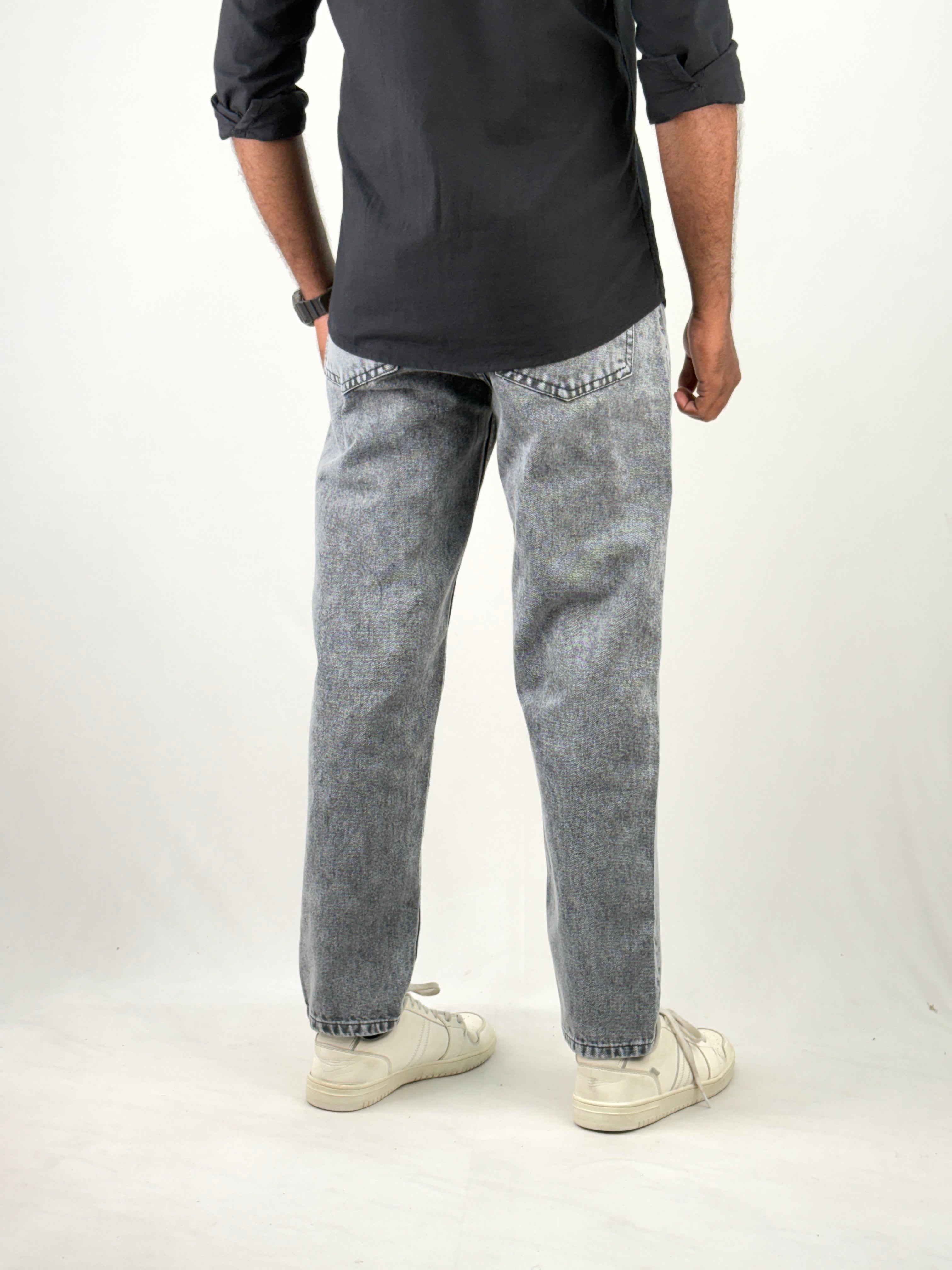 Grey Acid Wash Semi Baggy Jean 2