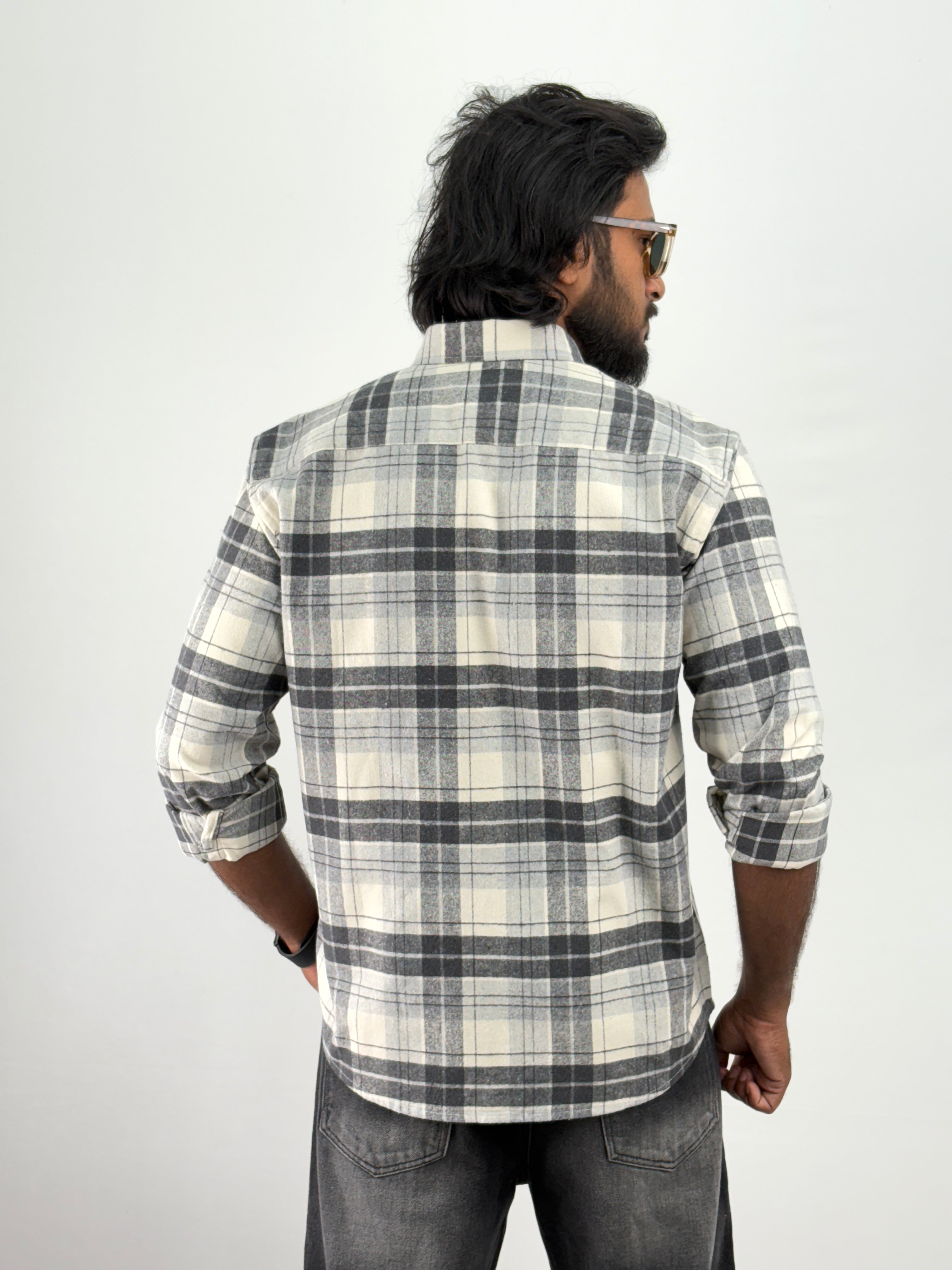Grey White Flannel Shirt