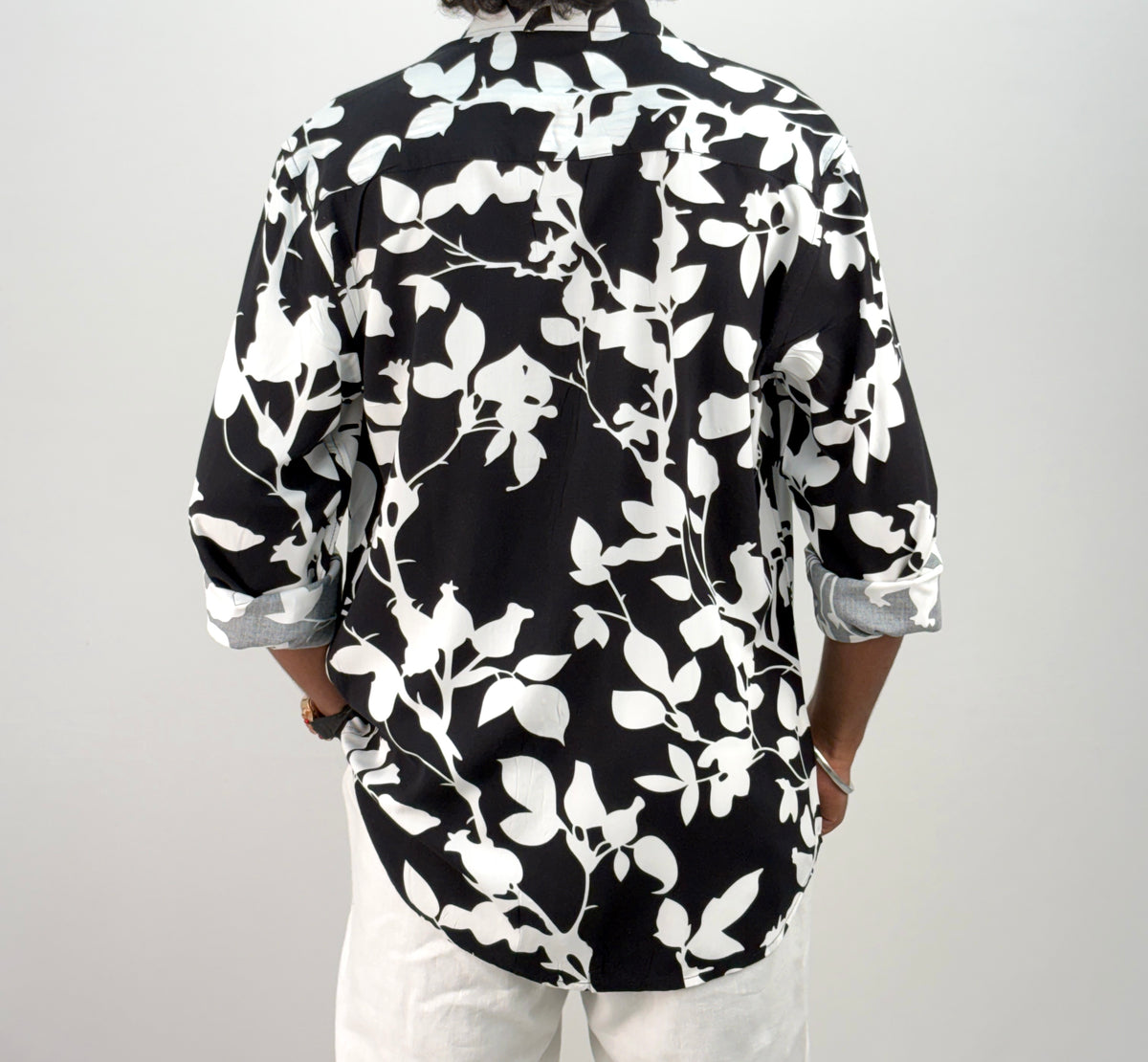 Black Viscose Printed Shirt 1