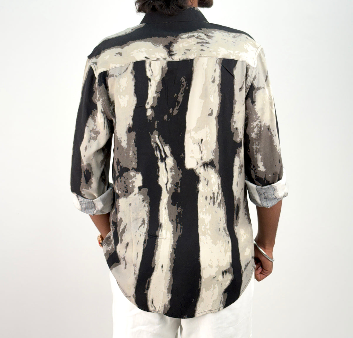 Grey Black Viscose Printed Shirt