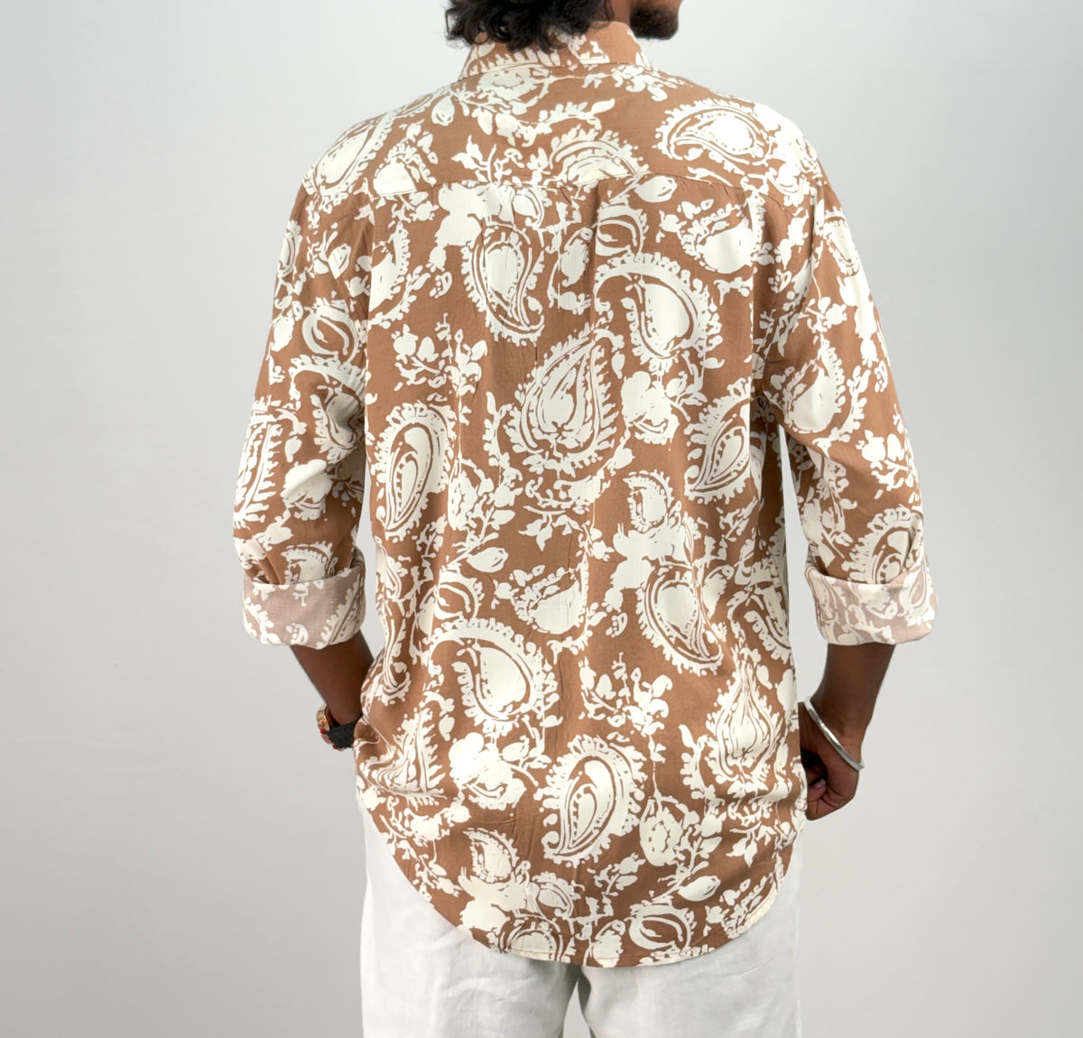 Brown Viscose Printed Shirt