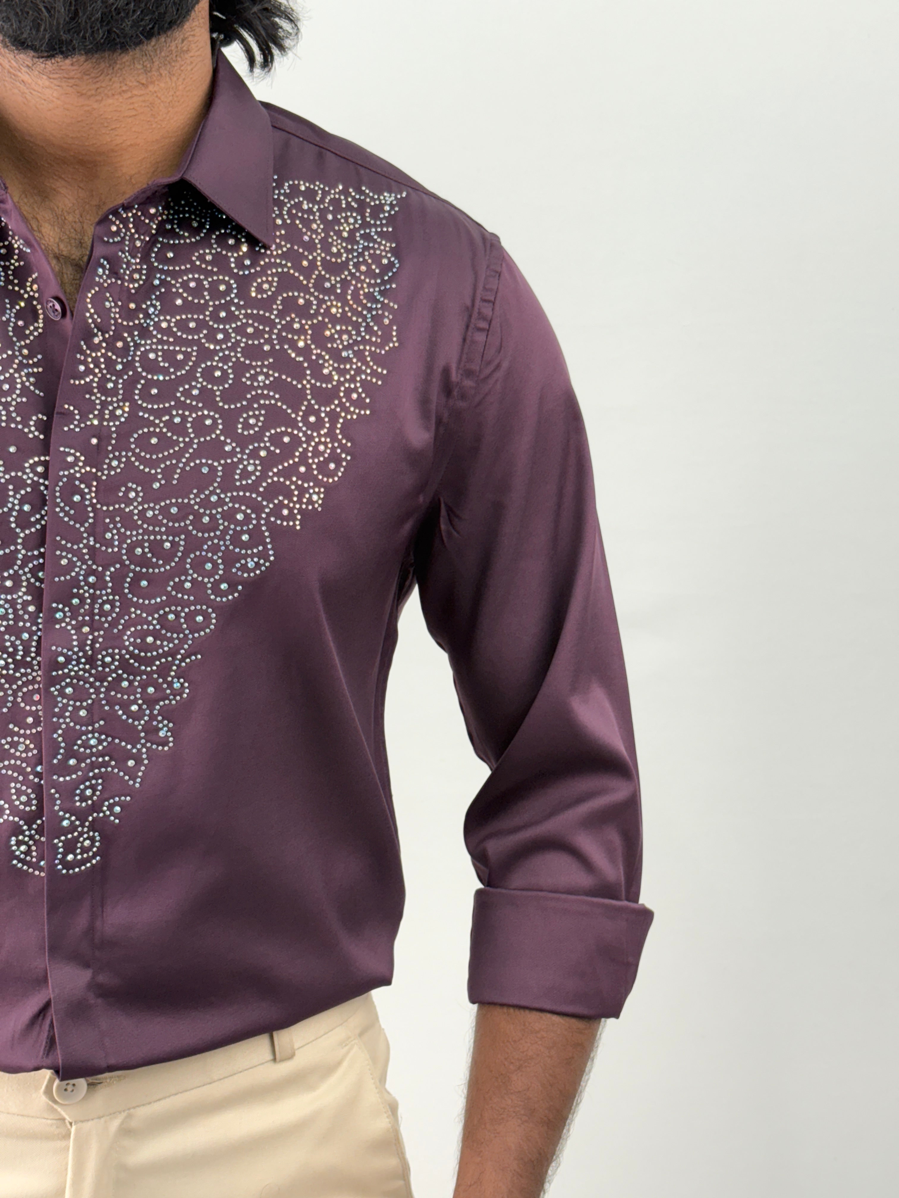 Wine Designer Stone Work Shirt