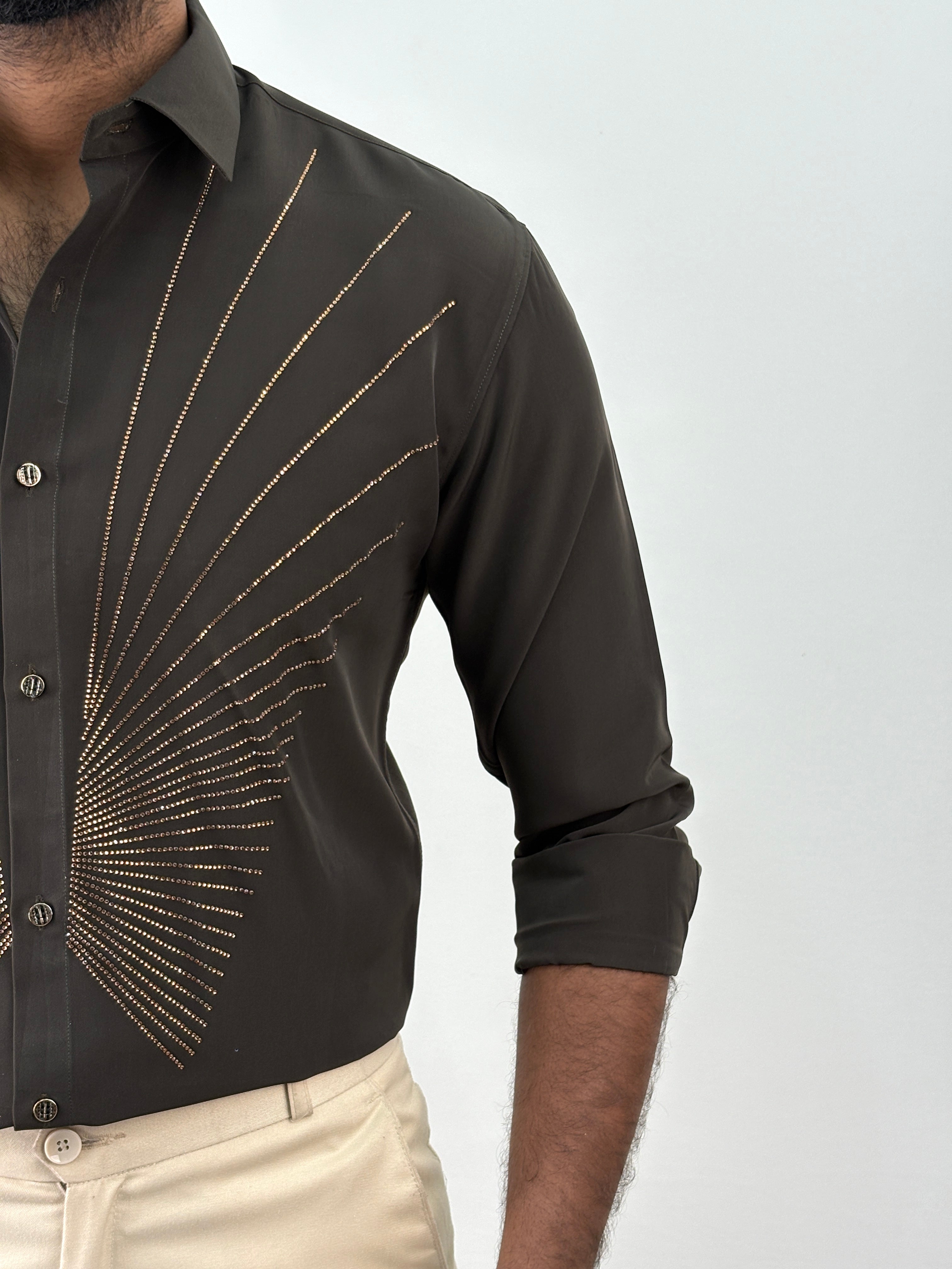 Coffee Designer Stone Work Shirt 14
