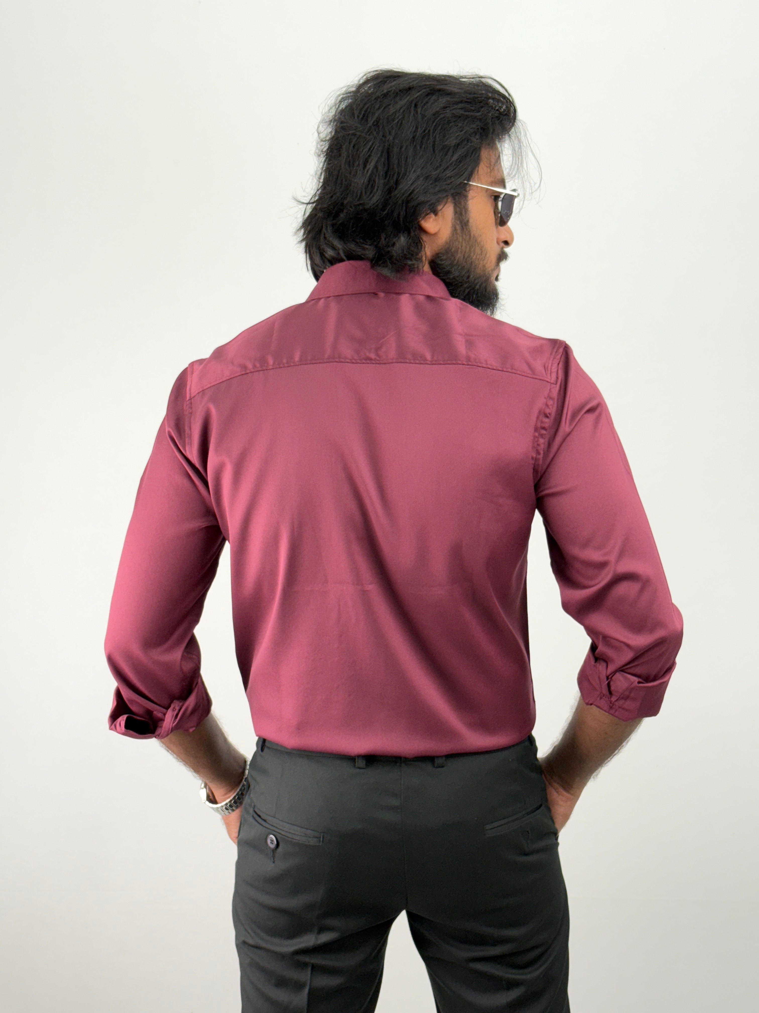 Maroon Designer Stone Work Shirt