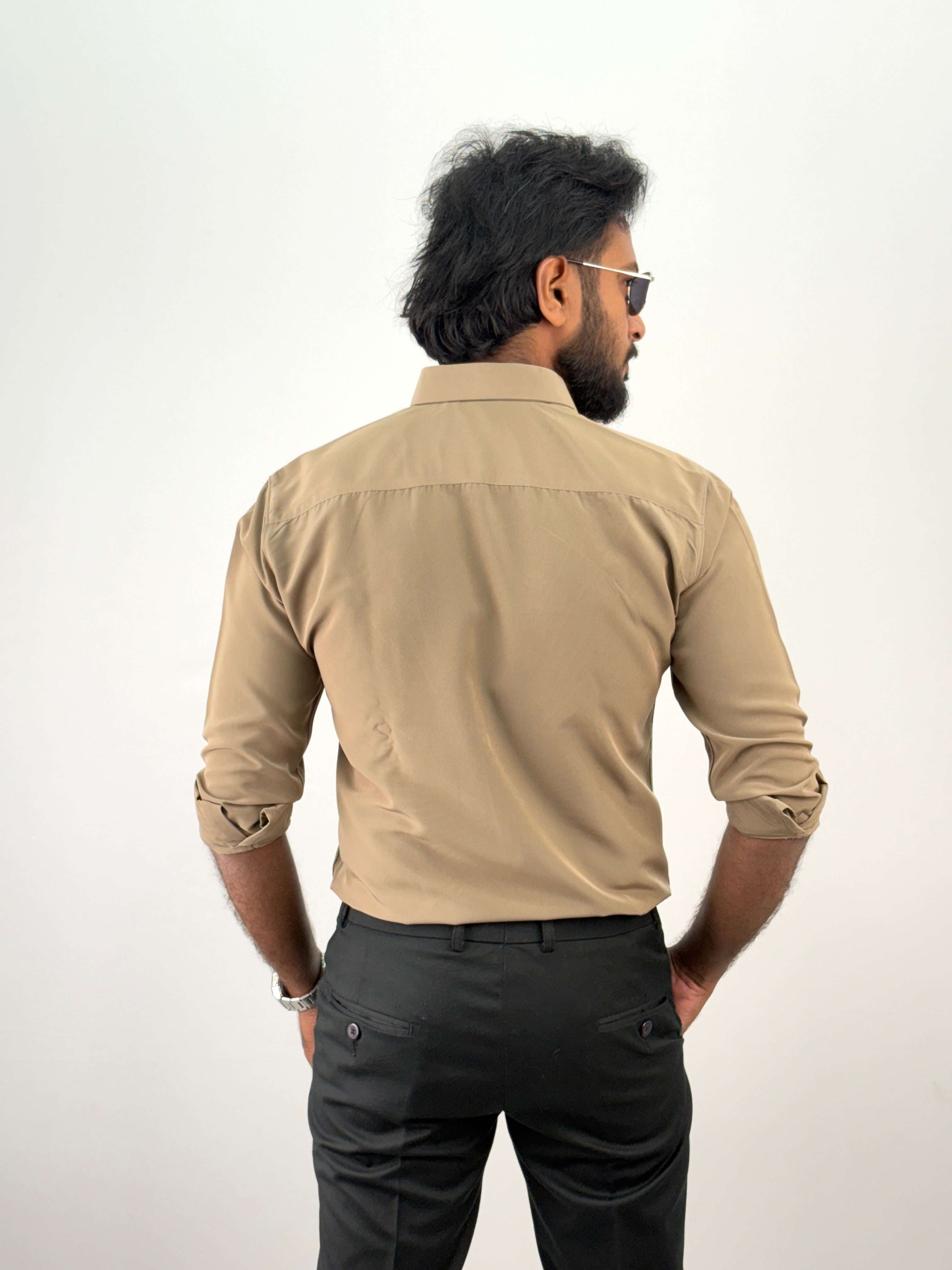 Beige Designer Stone Work Shirt 14
