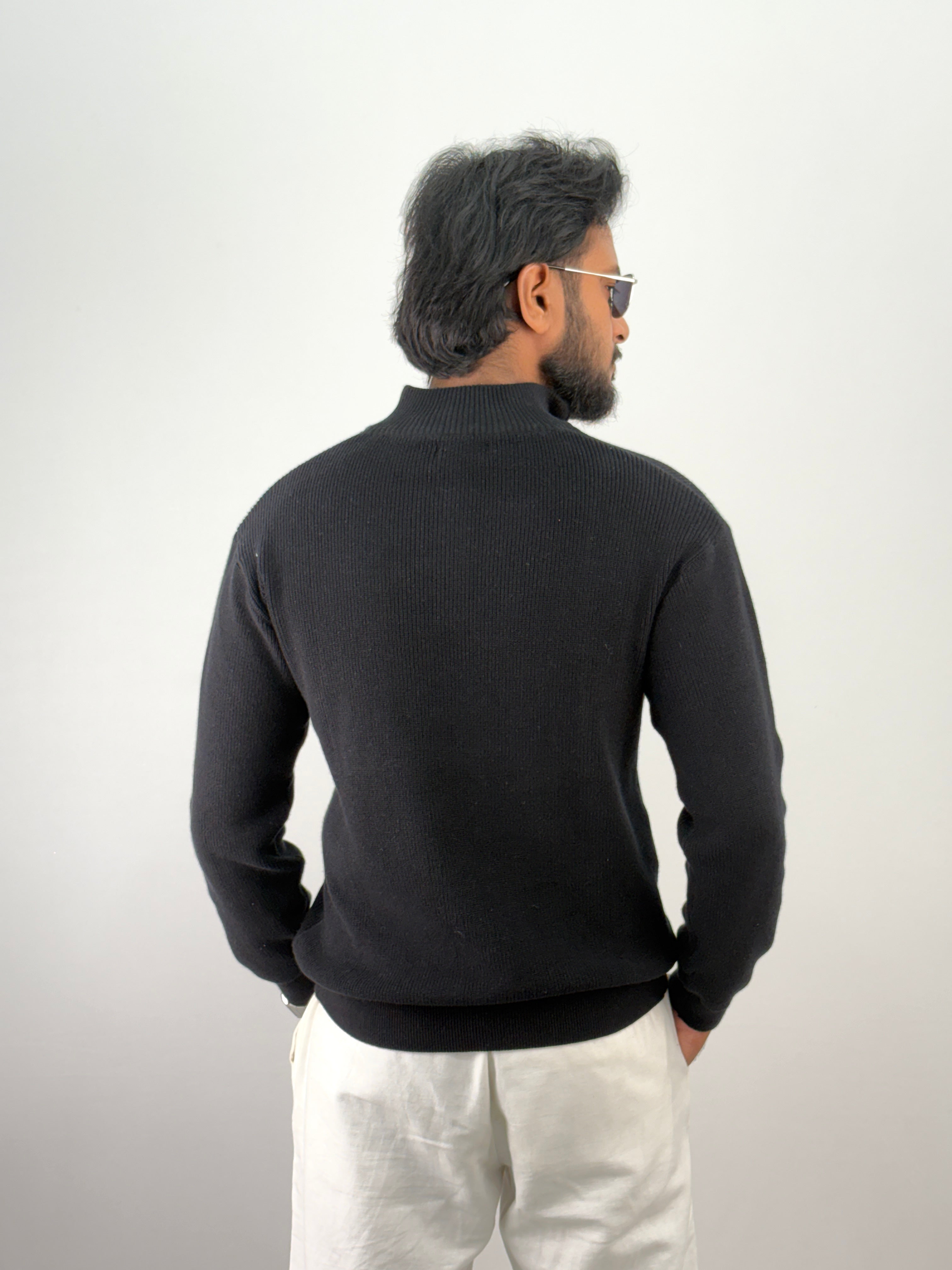 Black Full Sleeve Zipper T-Shirt