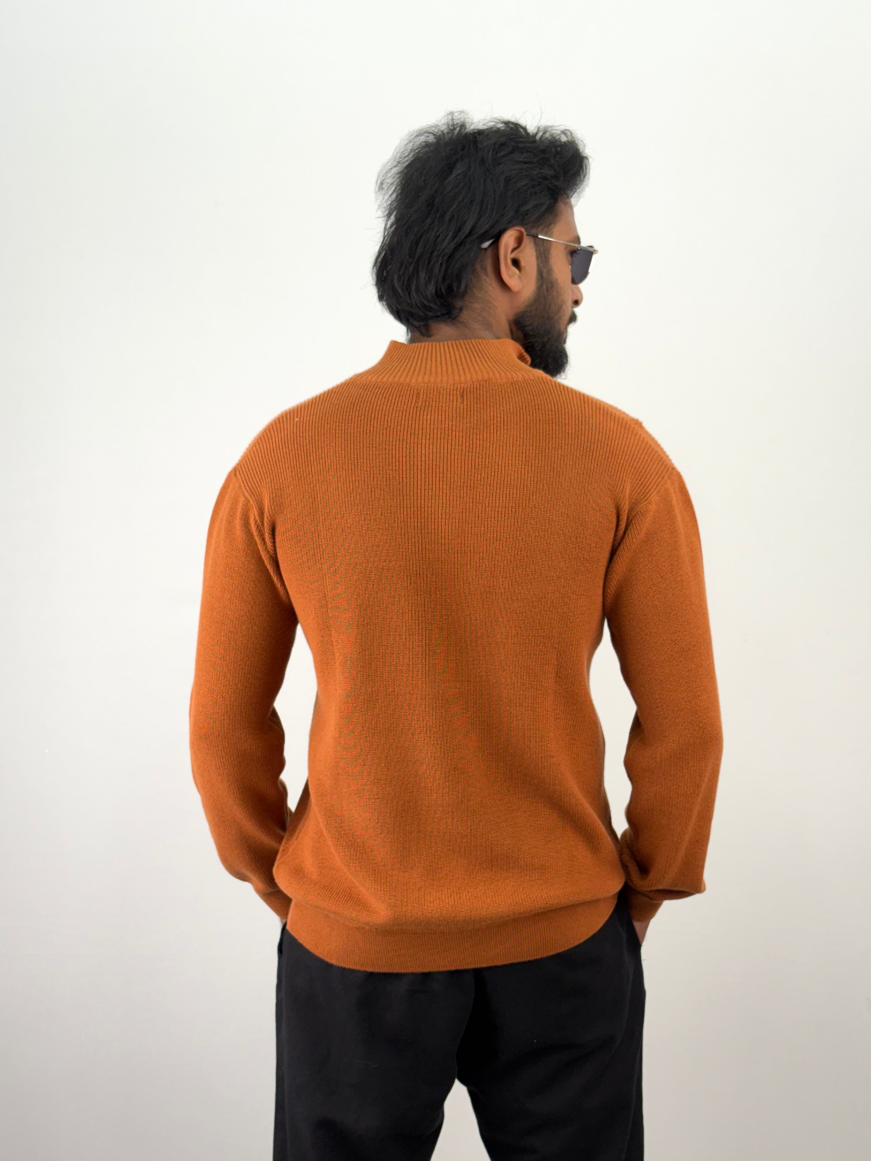 Rust Full Sleeve Zipper T-Shirt