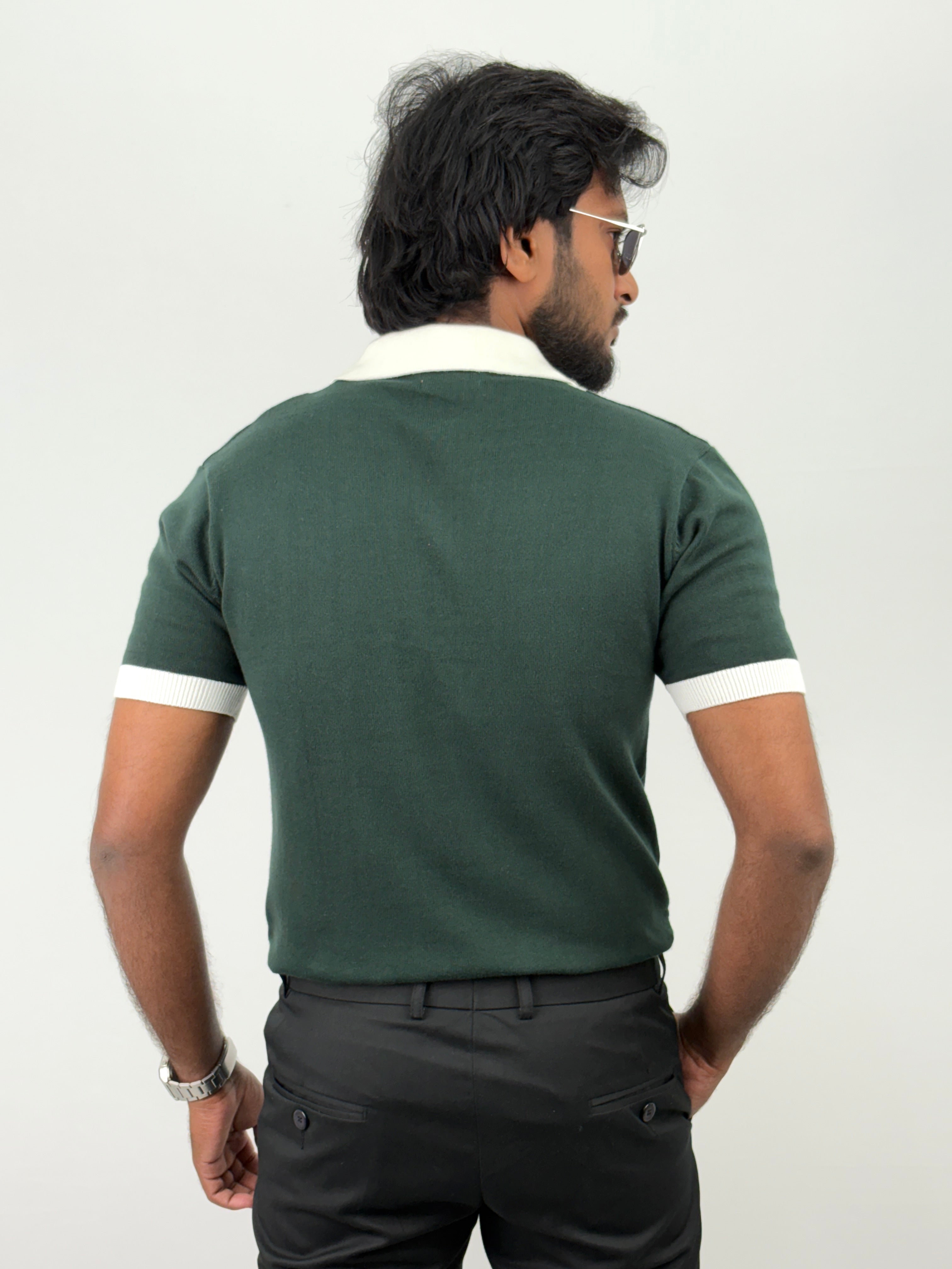 Green White Polo T-Shirt
