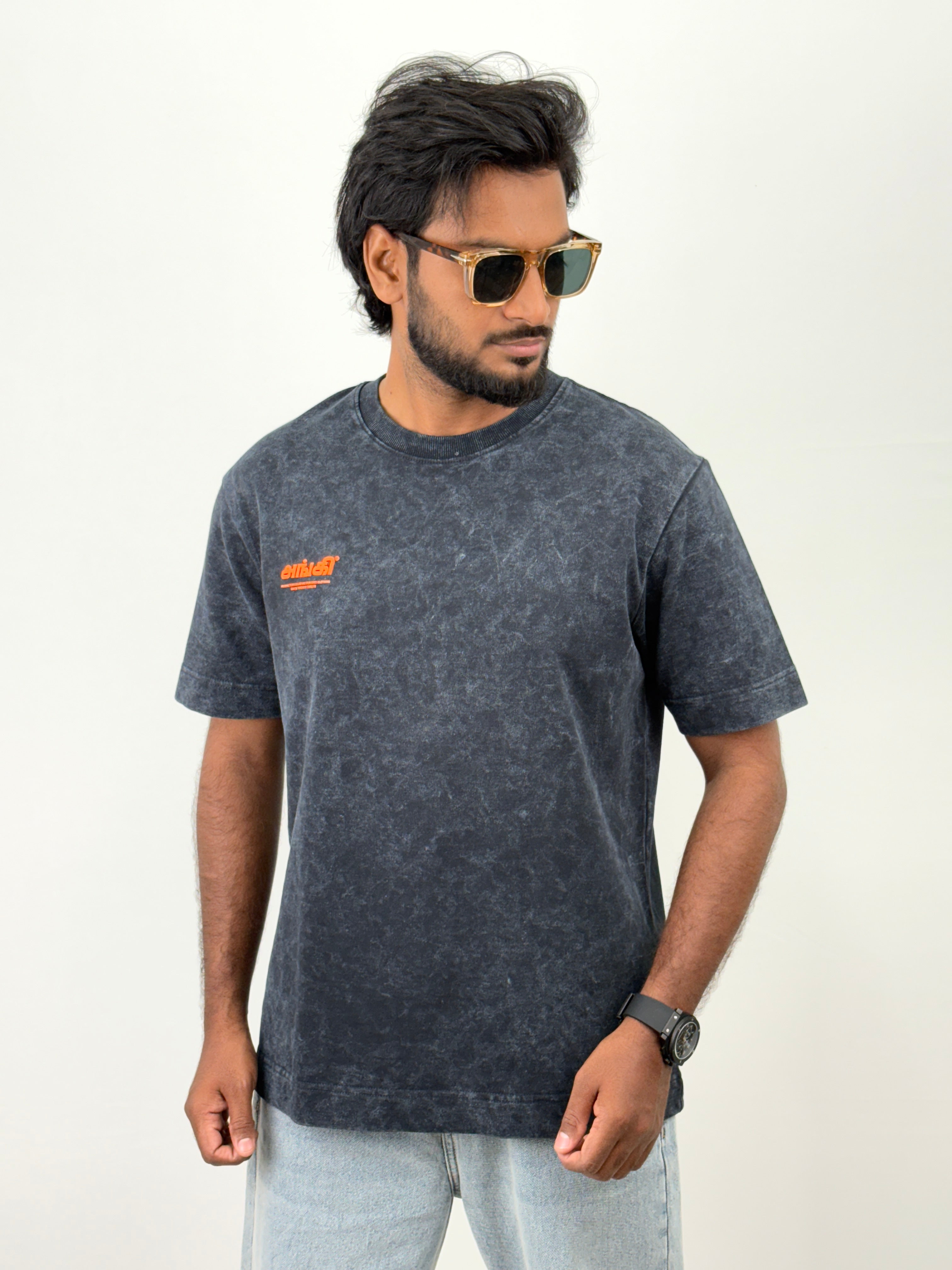 Black Acid Wash Oversized T-Shirt
