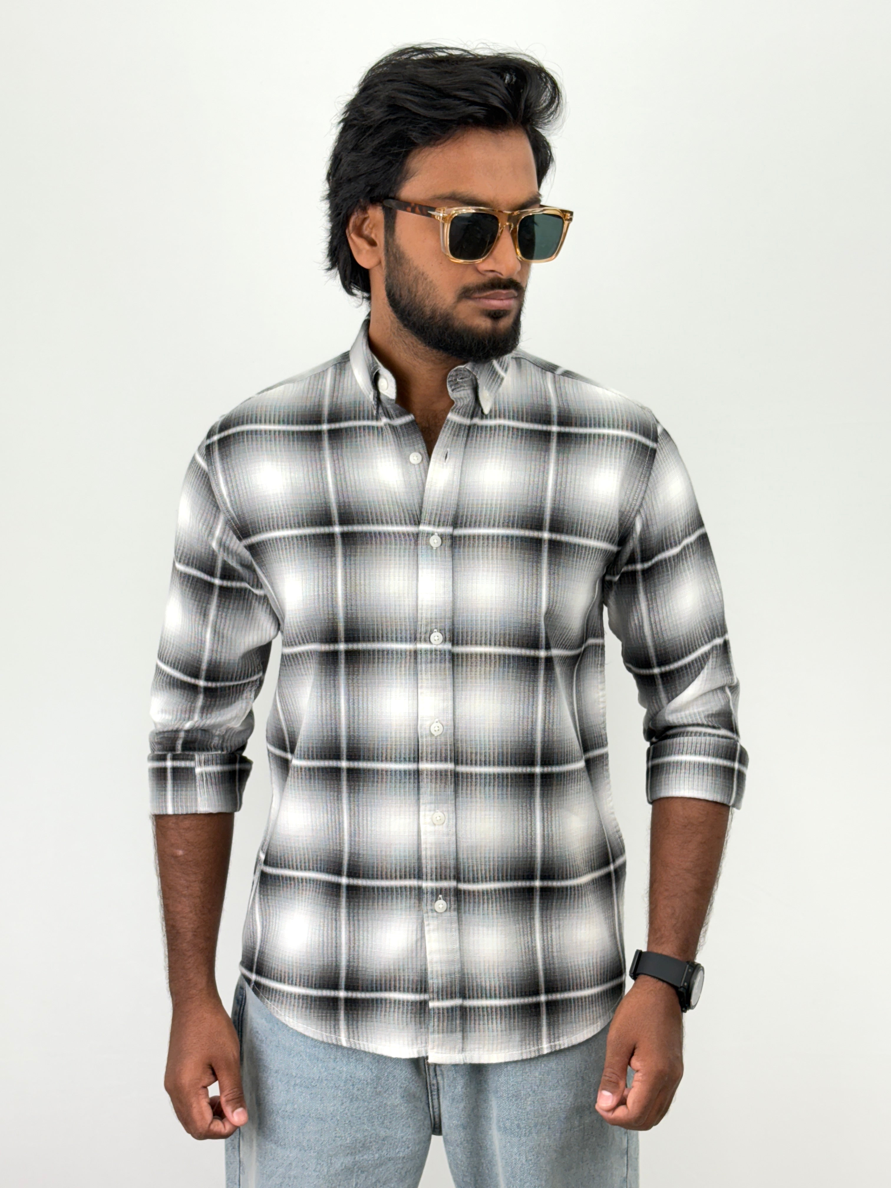 White Black Flannel Shirt