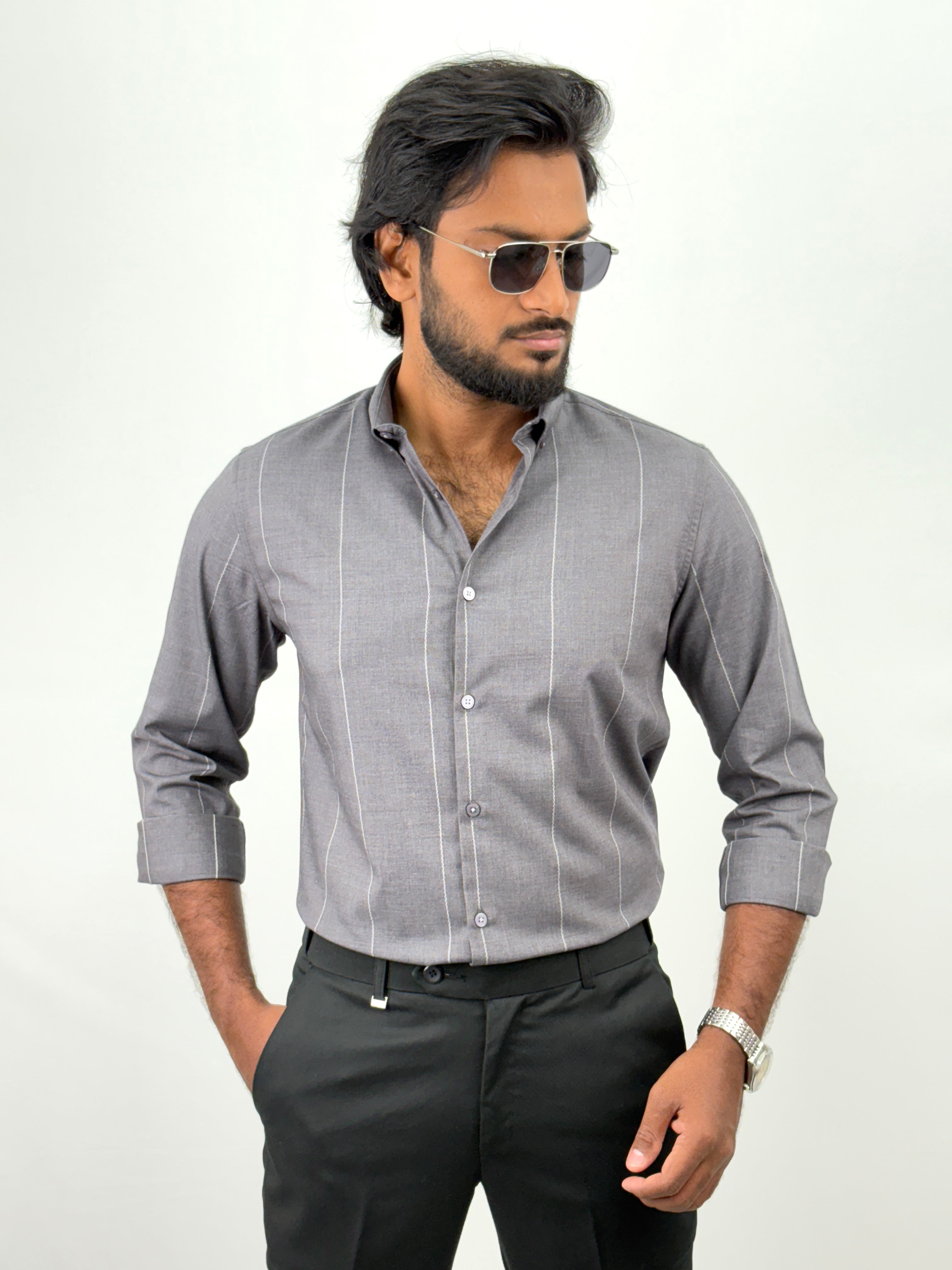 Dark Grey IMP Stripe Shirt