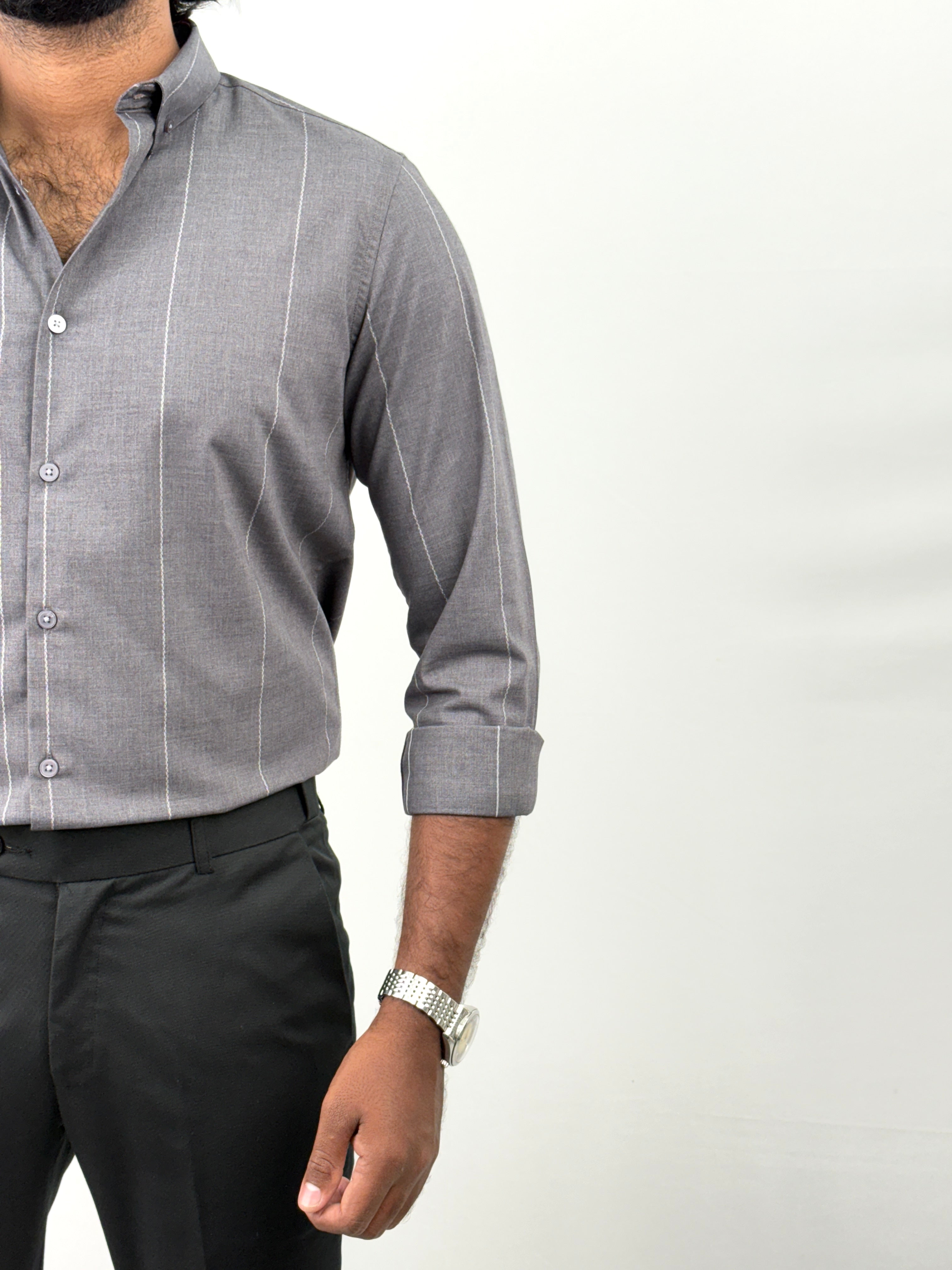 Dark Grey IMP Stripe Shirt