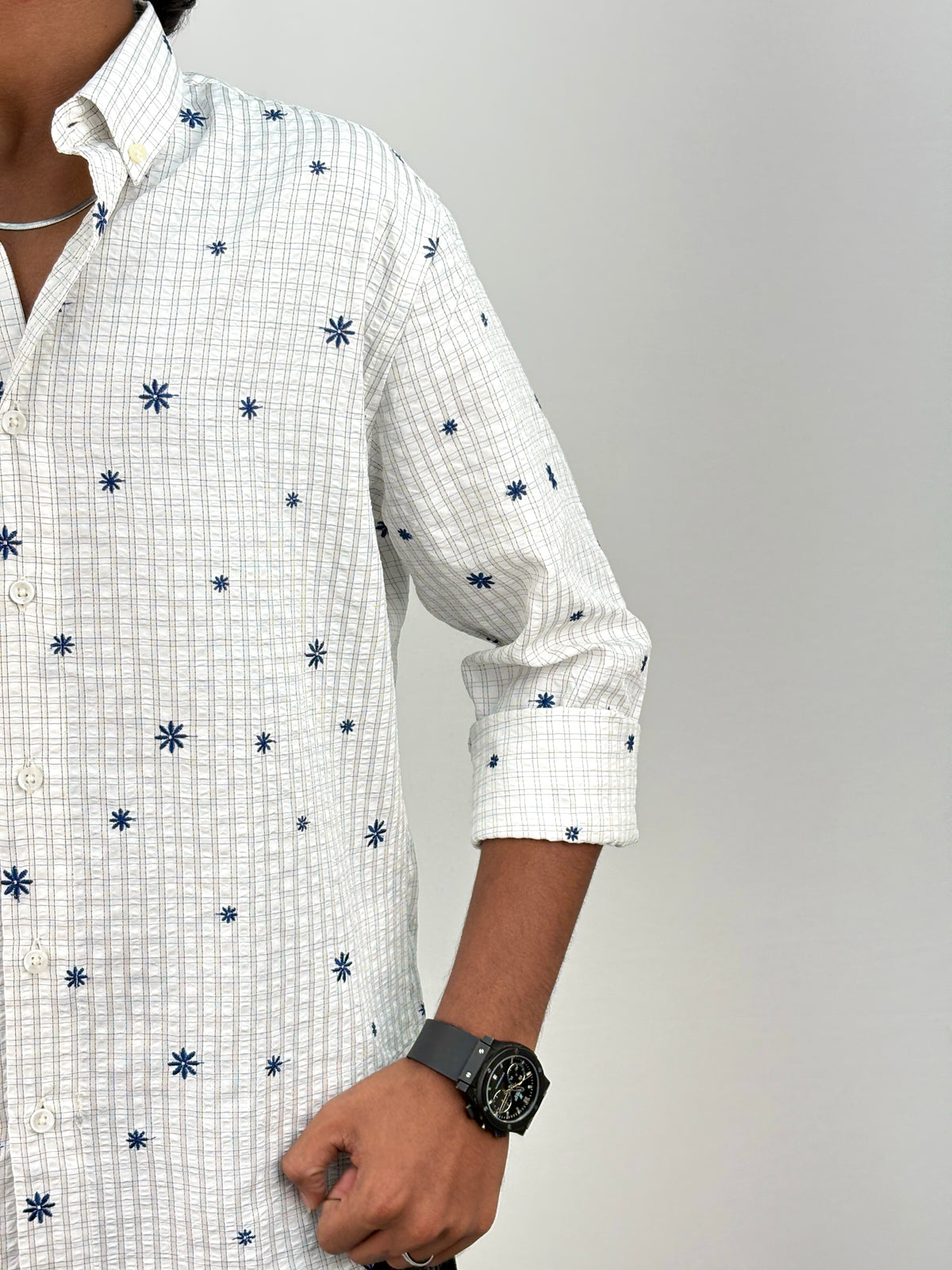 White IMP Embroidery Checks Shirt