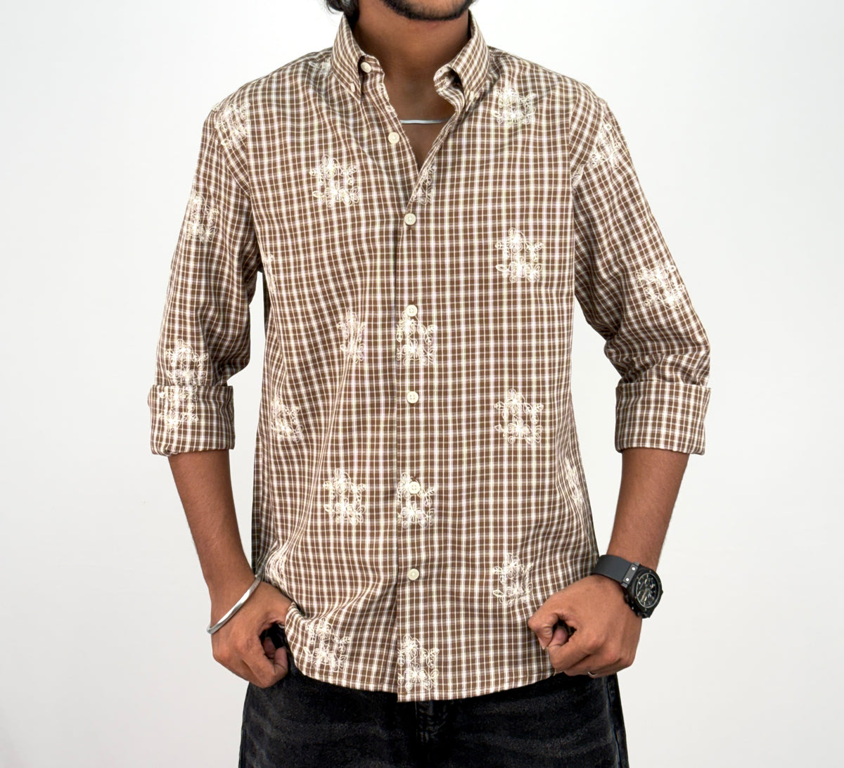 Brown IMP Embroidery Checks Shirt