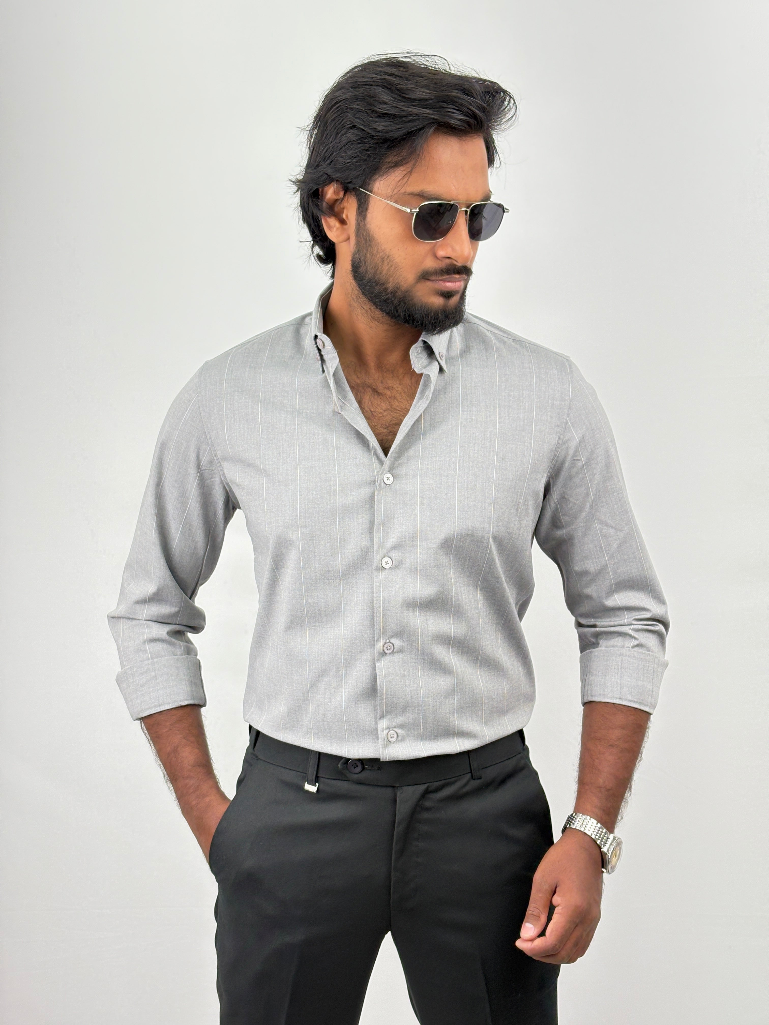 Light Grey IMP Stripe Shirt