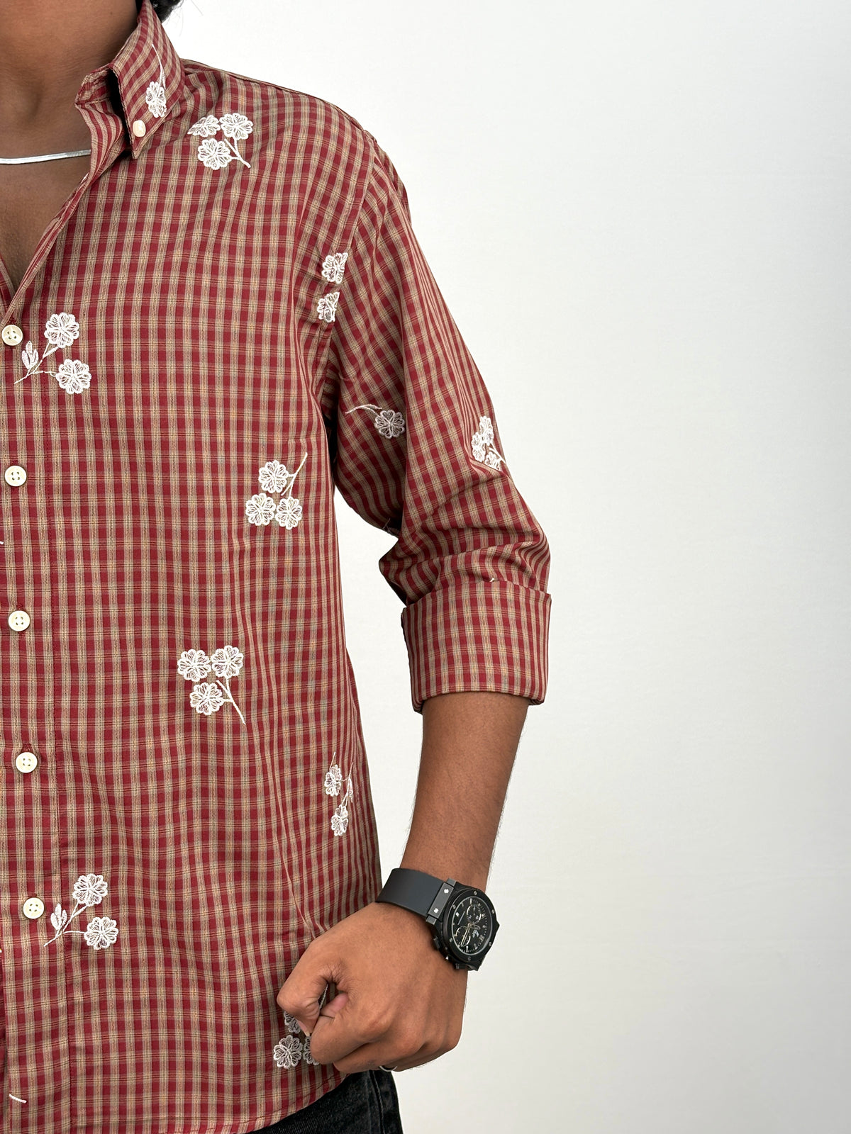 Red IMP Embroidery Checks Shirt