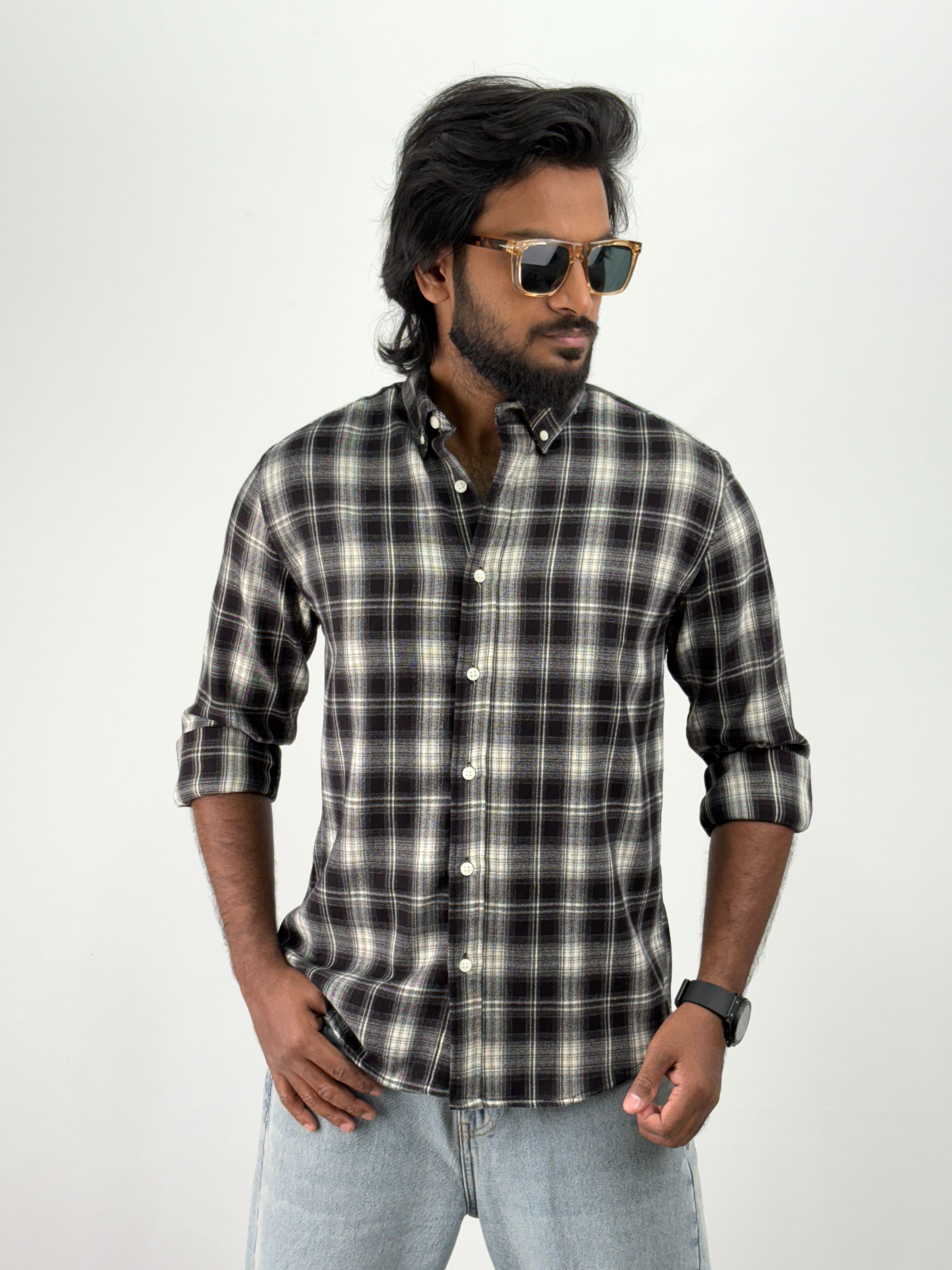 Black White Flannel Shirt