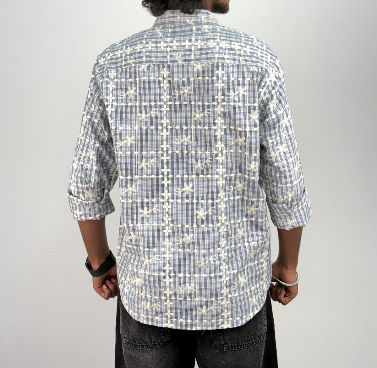 Cream IMP Embroidery Checks Shirt