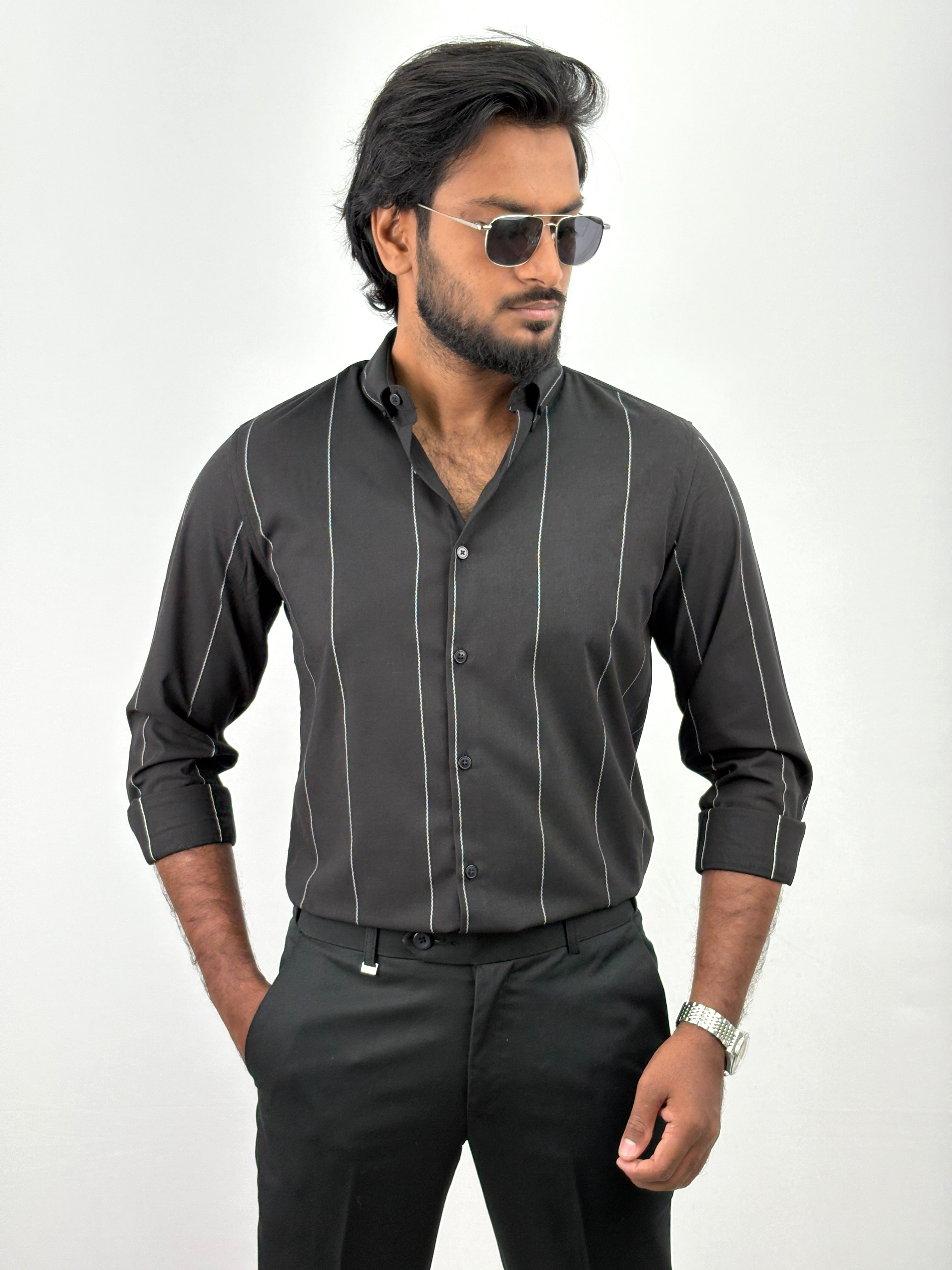 Black IMP Stripe Shirt
