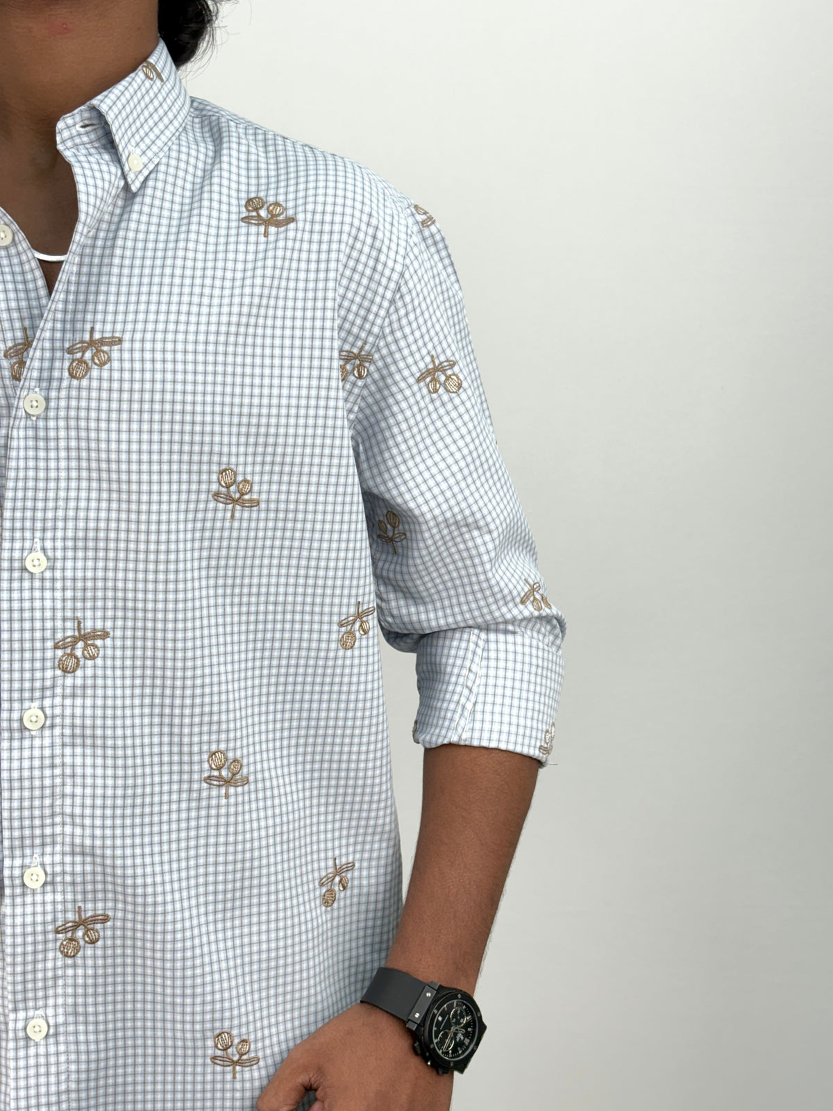Grey IMP Embroidery Checks Shirt