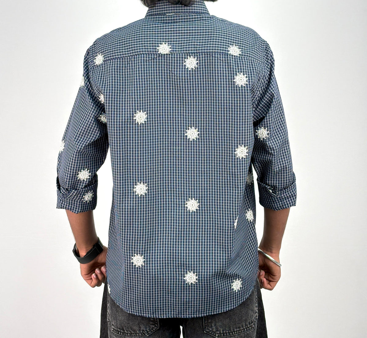 Navy IMP Embroidery Checks Shirt