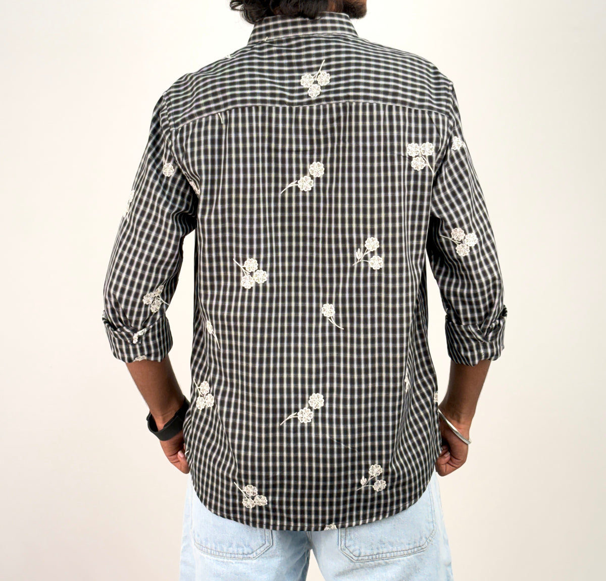 Black IMP Embroidery Checks Shirt