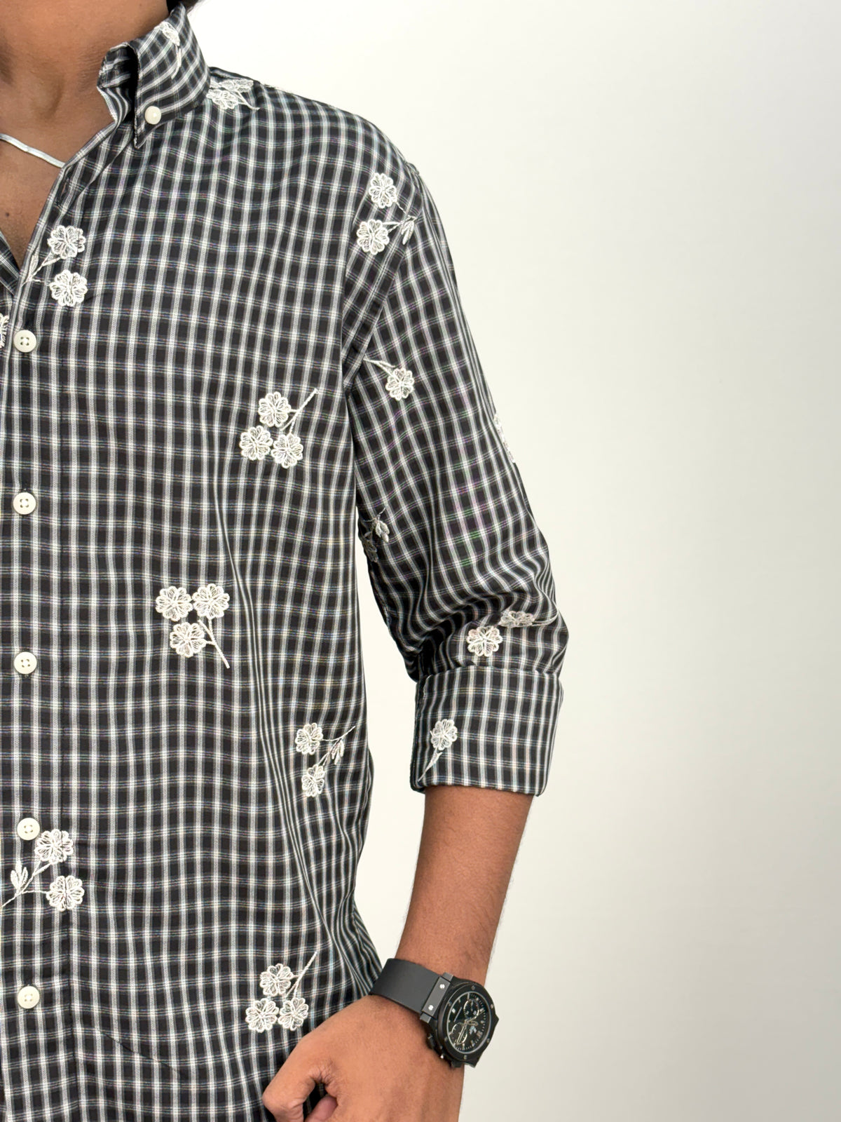 Black IMP Embroidery Checks Shirt