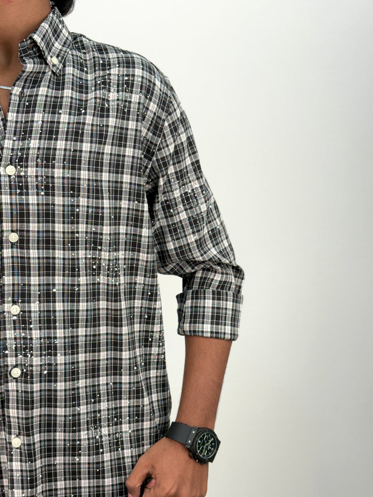 Black Designer Checks Shirt 1