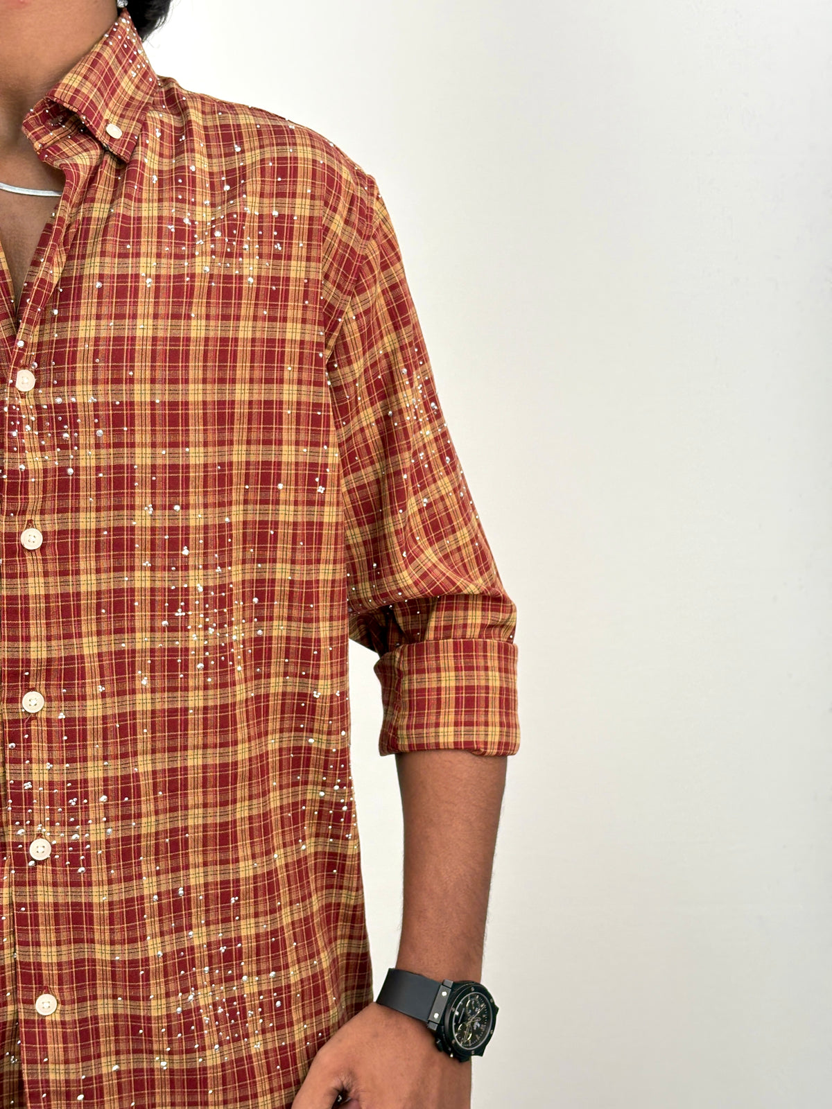 Brick Red Stone Checks Shirt 1