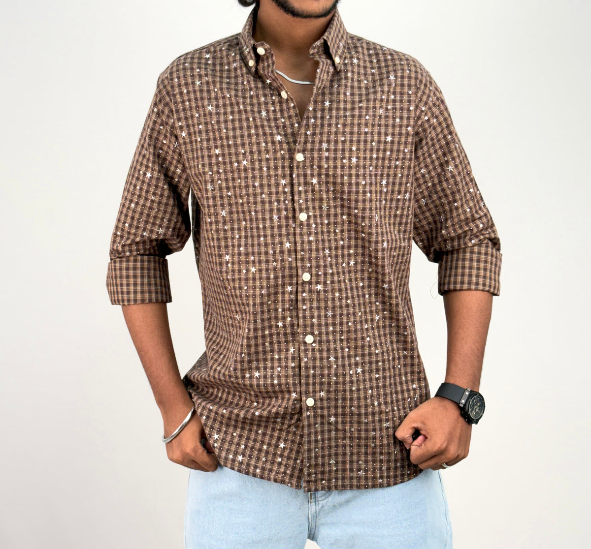 Brown Star Checks Shirt 1