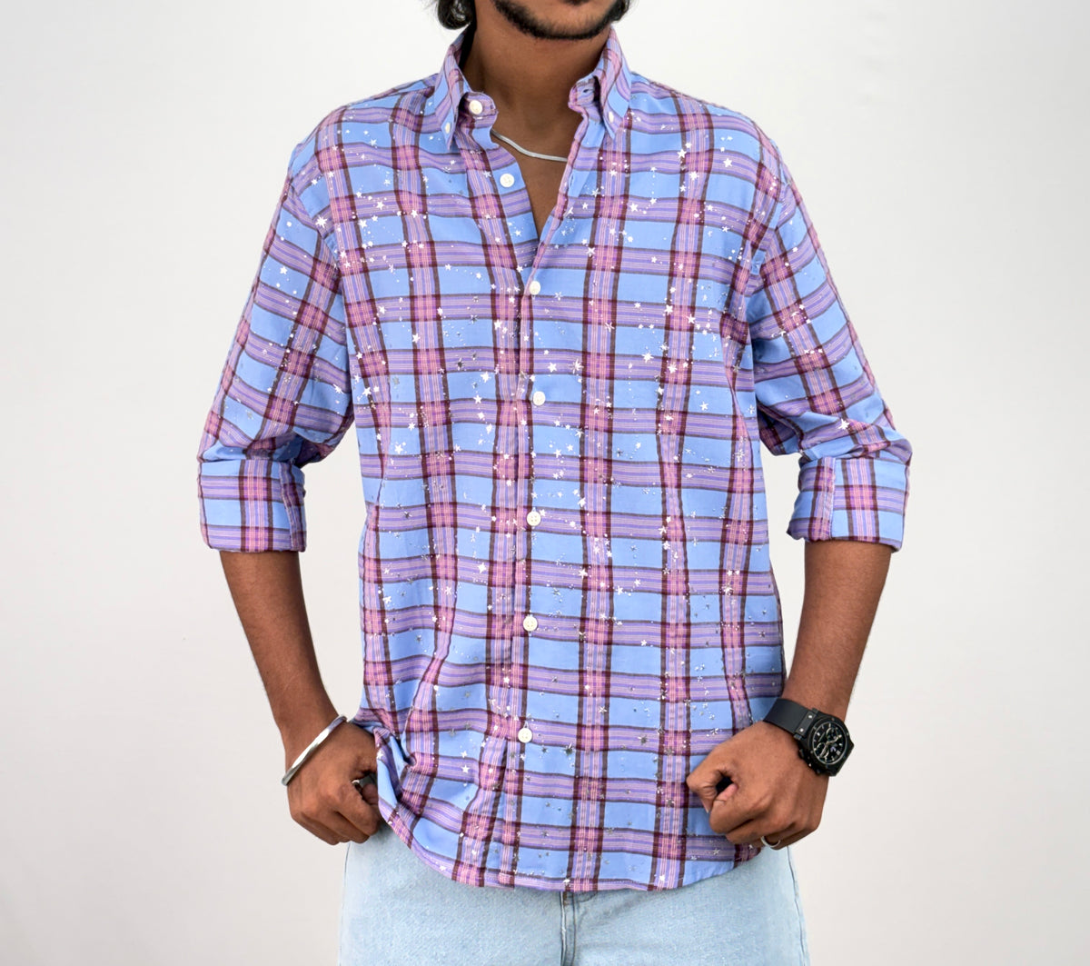 Pink Star Checks Shirt 1