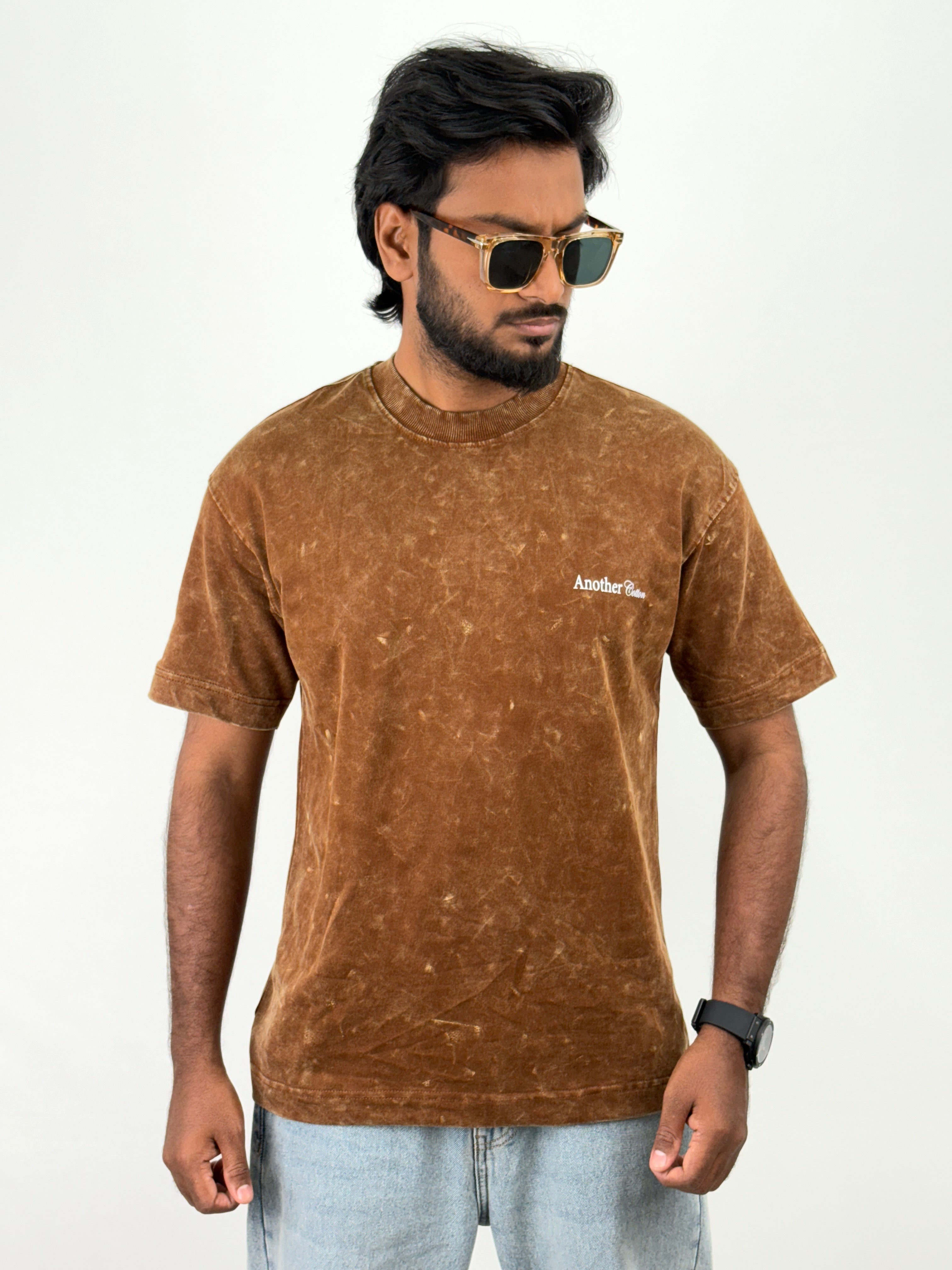 Brown Acid Wash Oversized T-Shirt