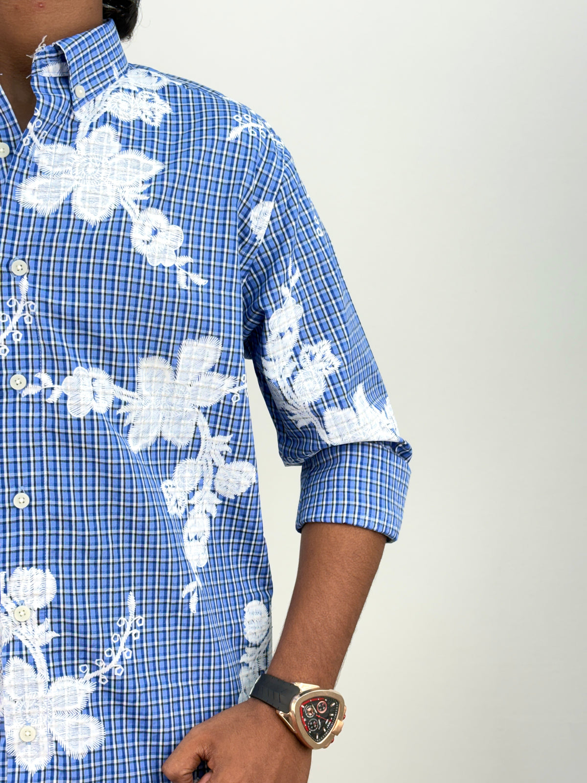 Blue IMP Printed Checks Shirt
