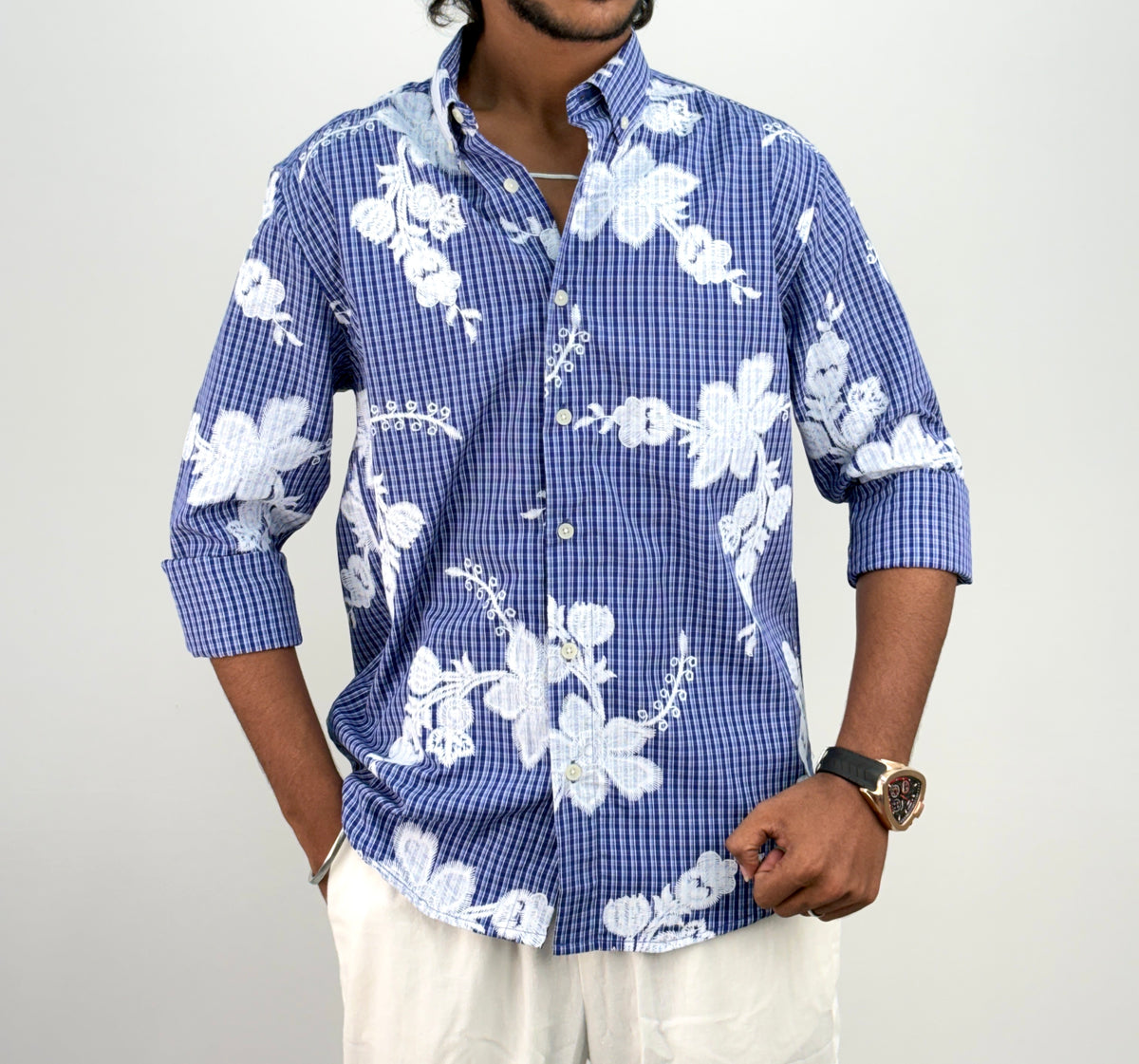 Ink Blue IMP Printed Checks Shirt