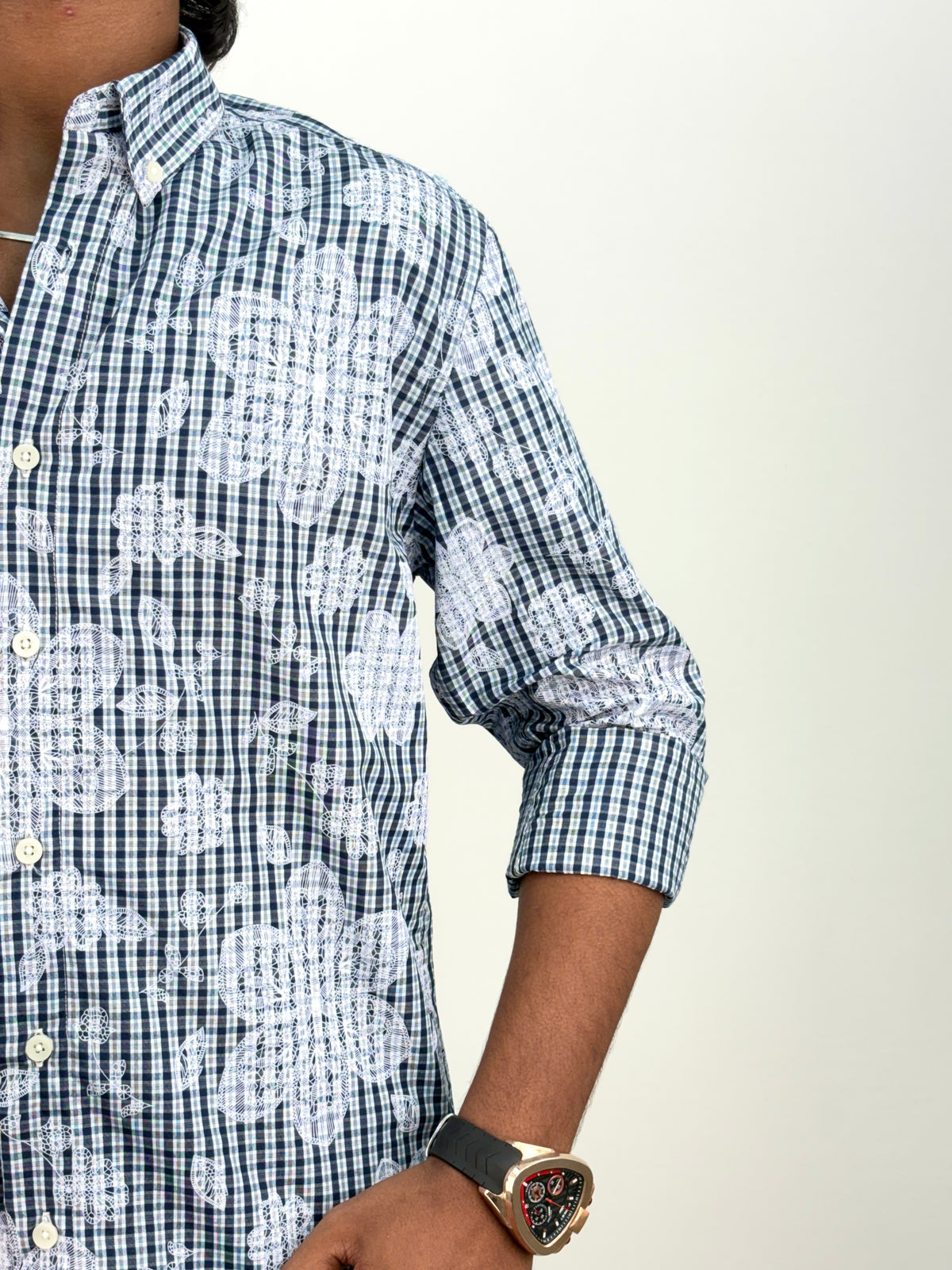 Dark Navy IMP Printed Checks Shirt