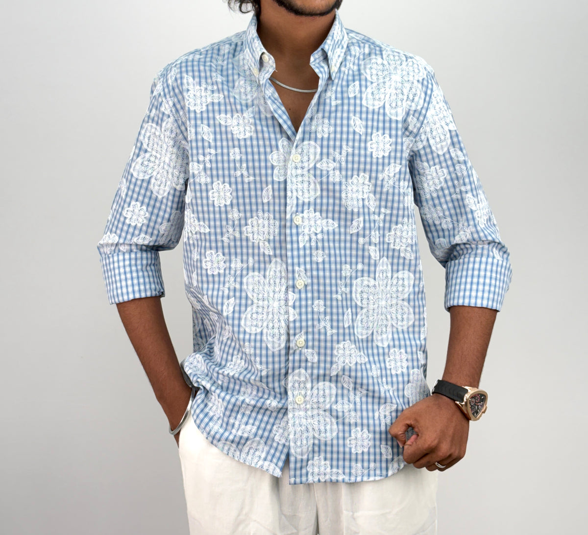 Light Blue IMP Printed Checks Shirt