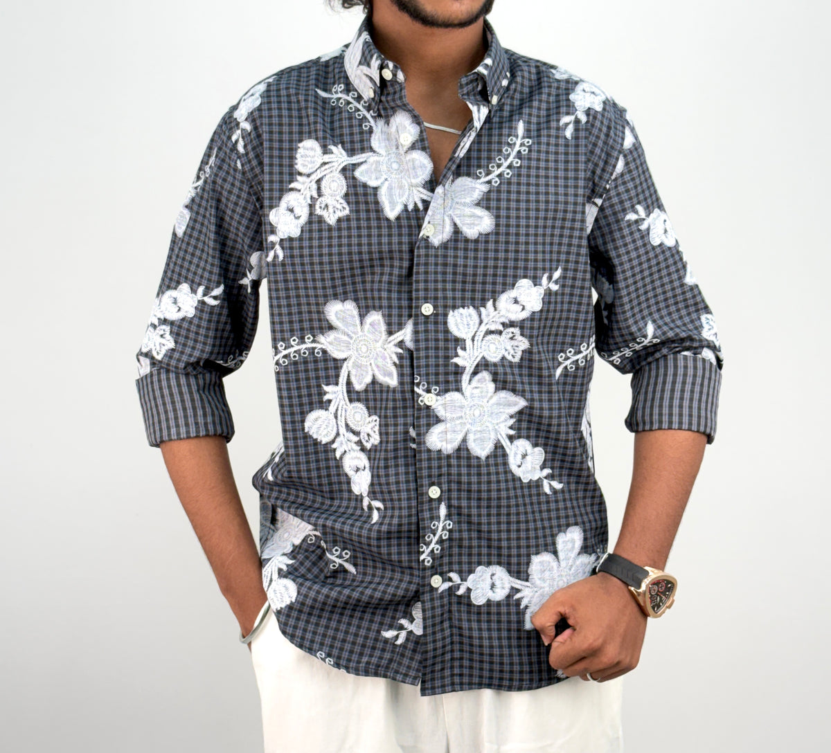 Black IMP Printed Checks Shirt