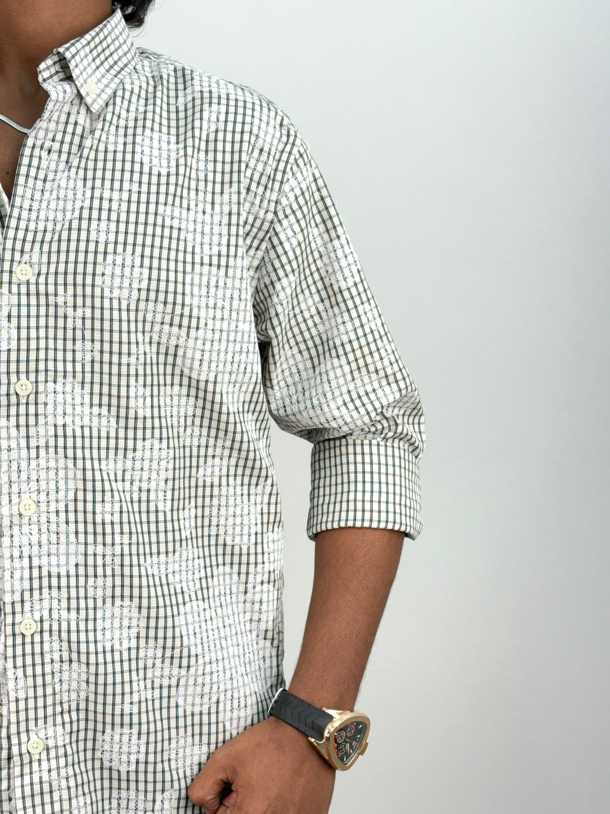 White IMP Printed Checks Shirt