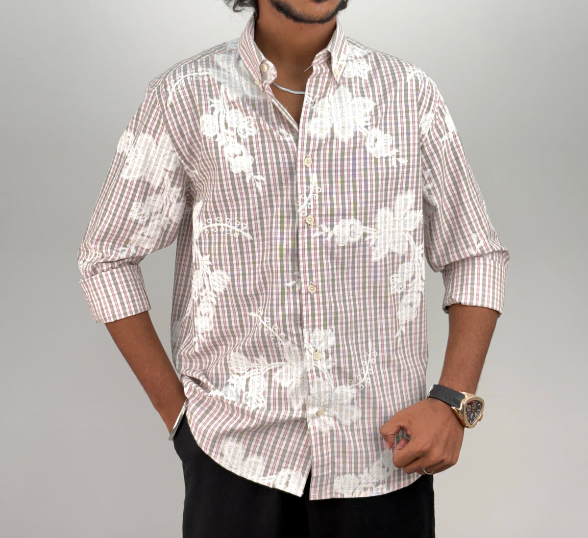 Pink IMP Printed Checks Shirt