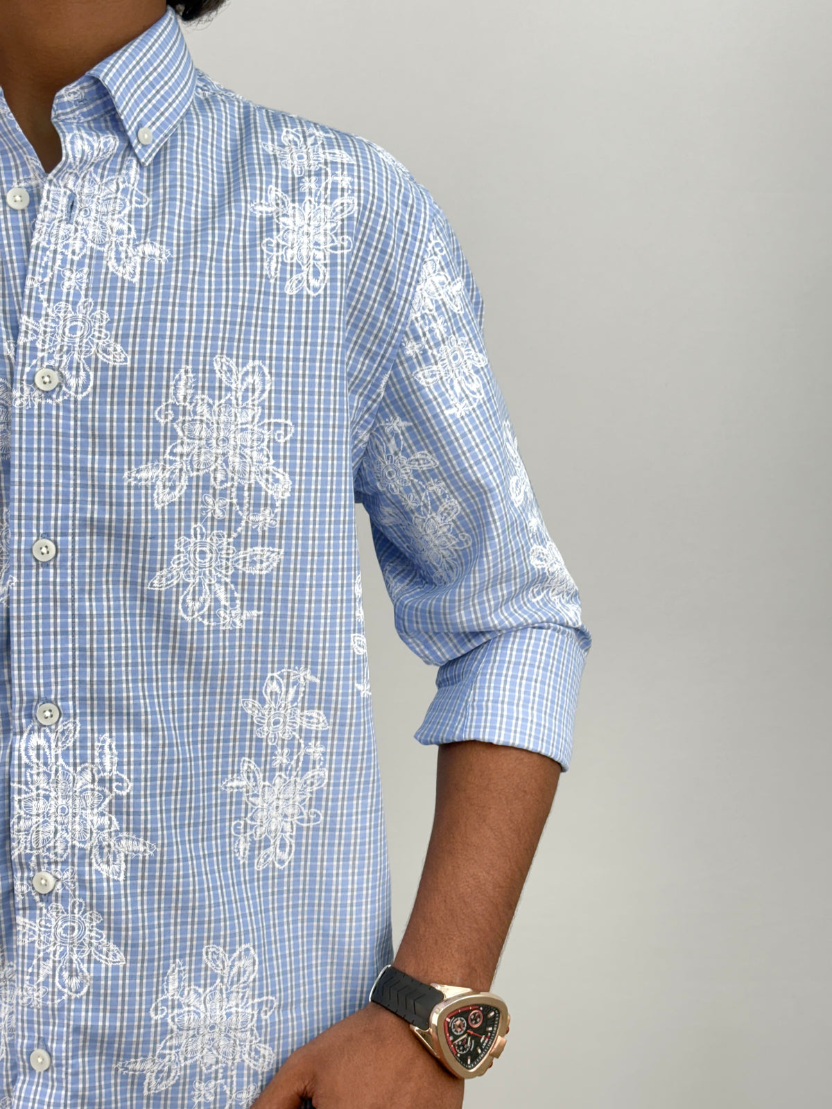 Sky Blue IMP Printed Checks Shirt