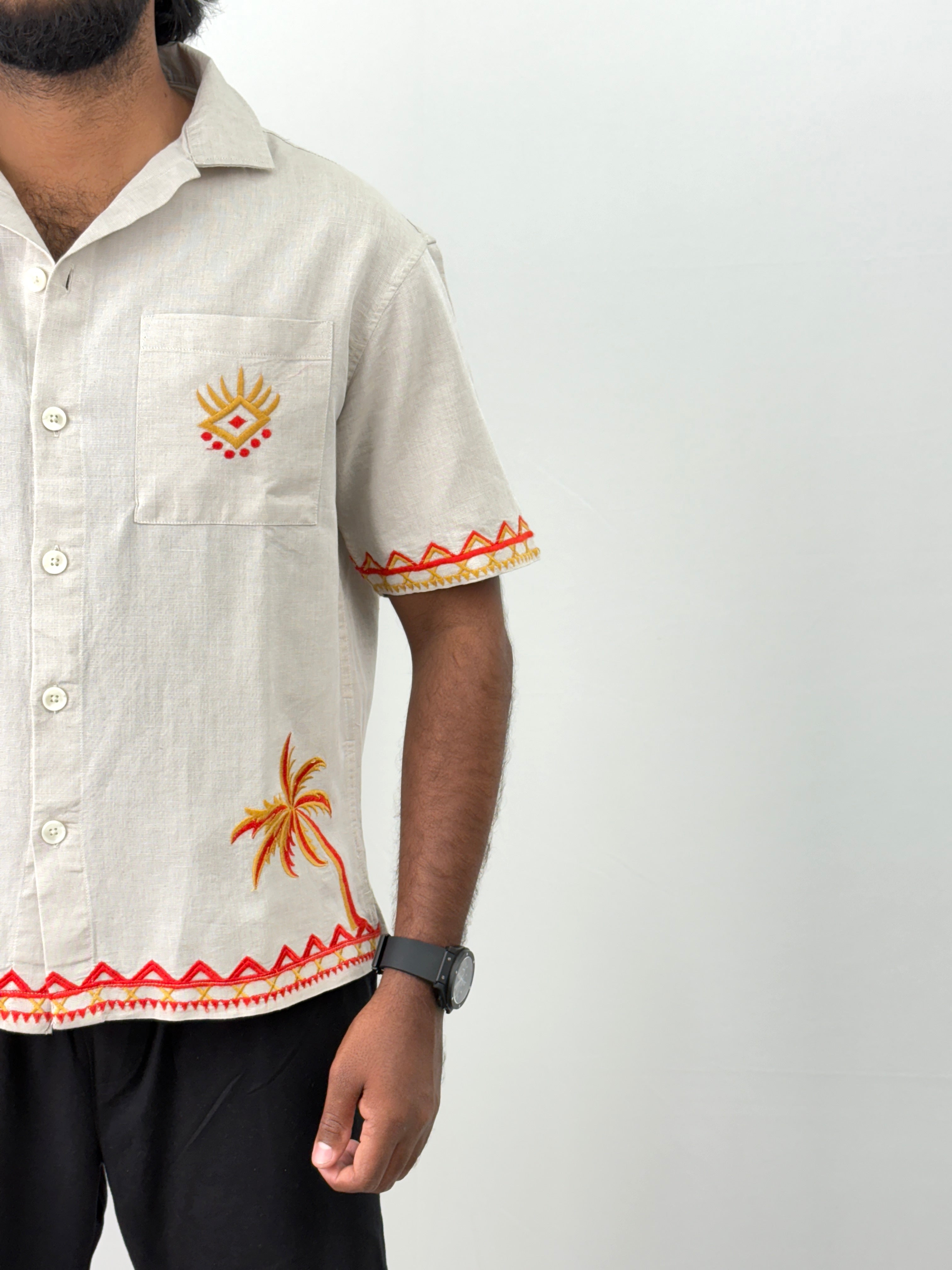 Beige Embroidery Shirts