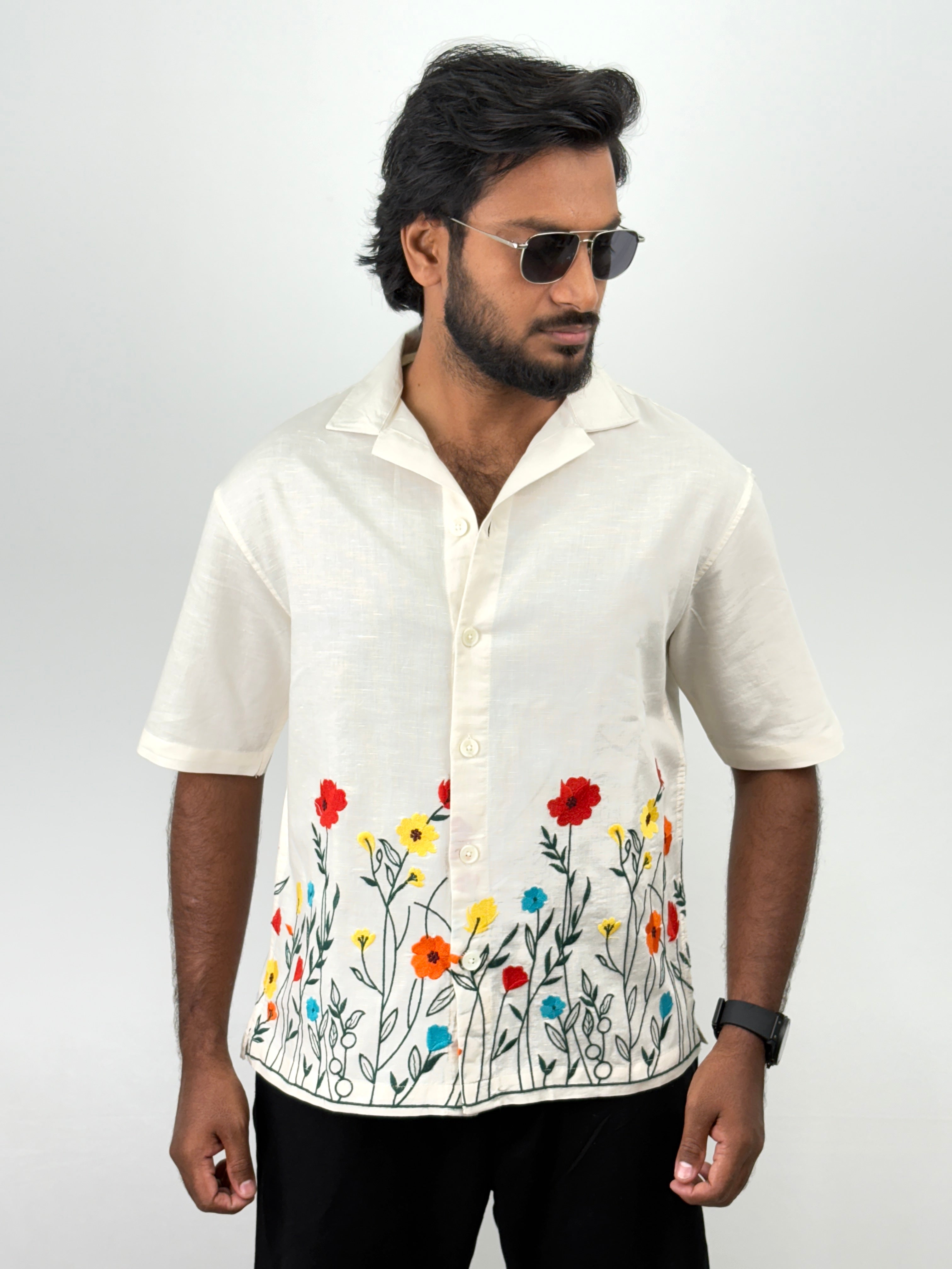 Cream Embroidery Shirts