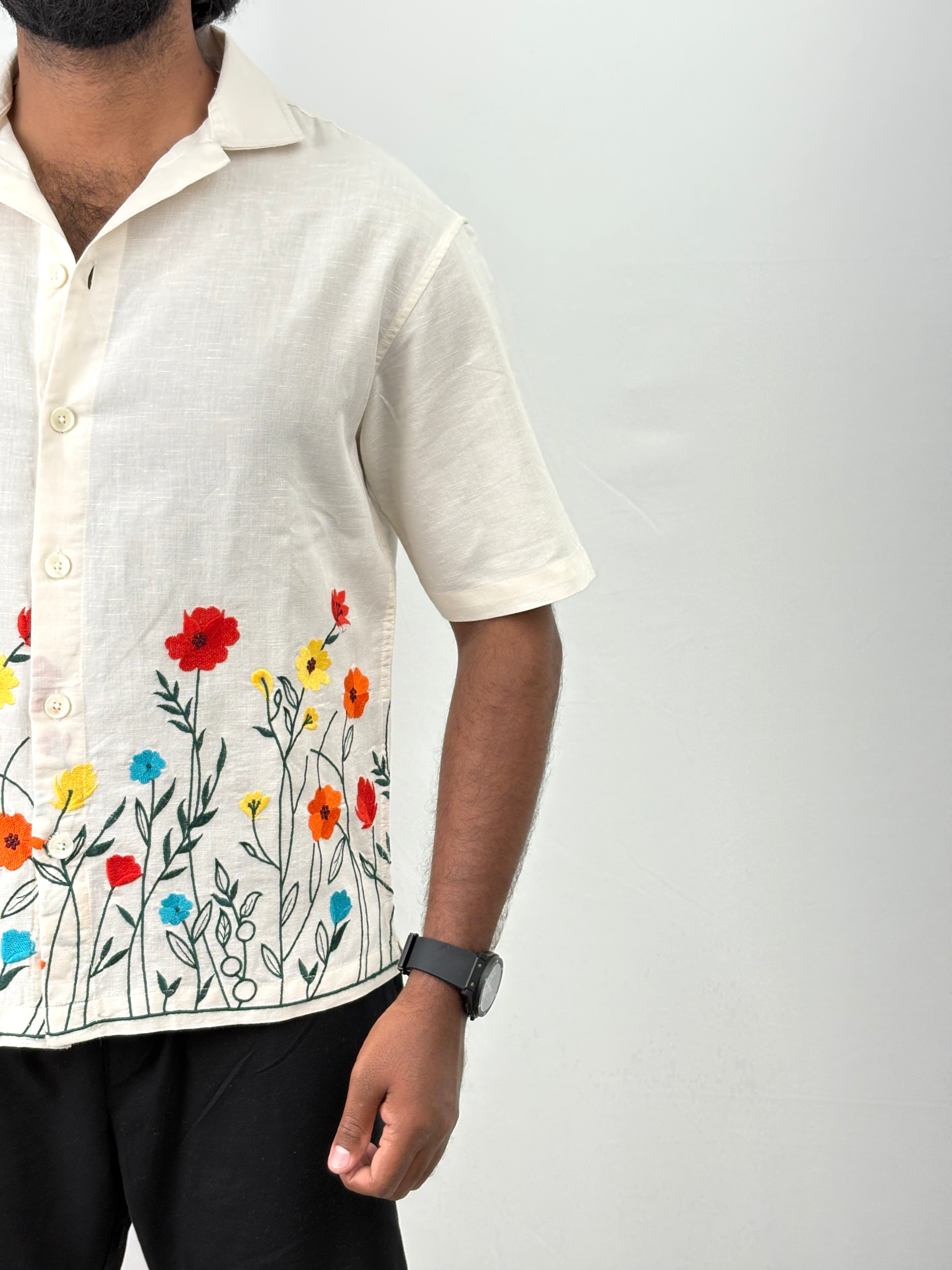 Cream Embroidery Shirts