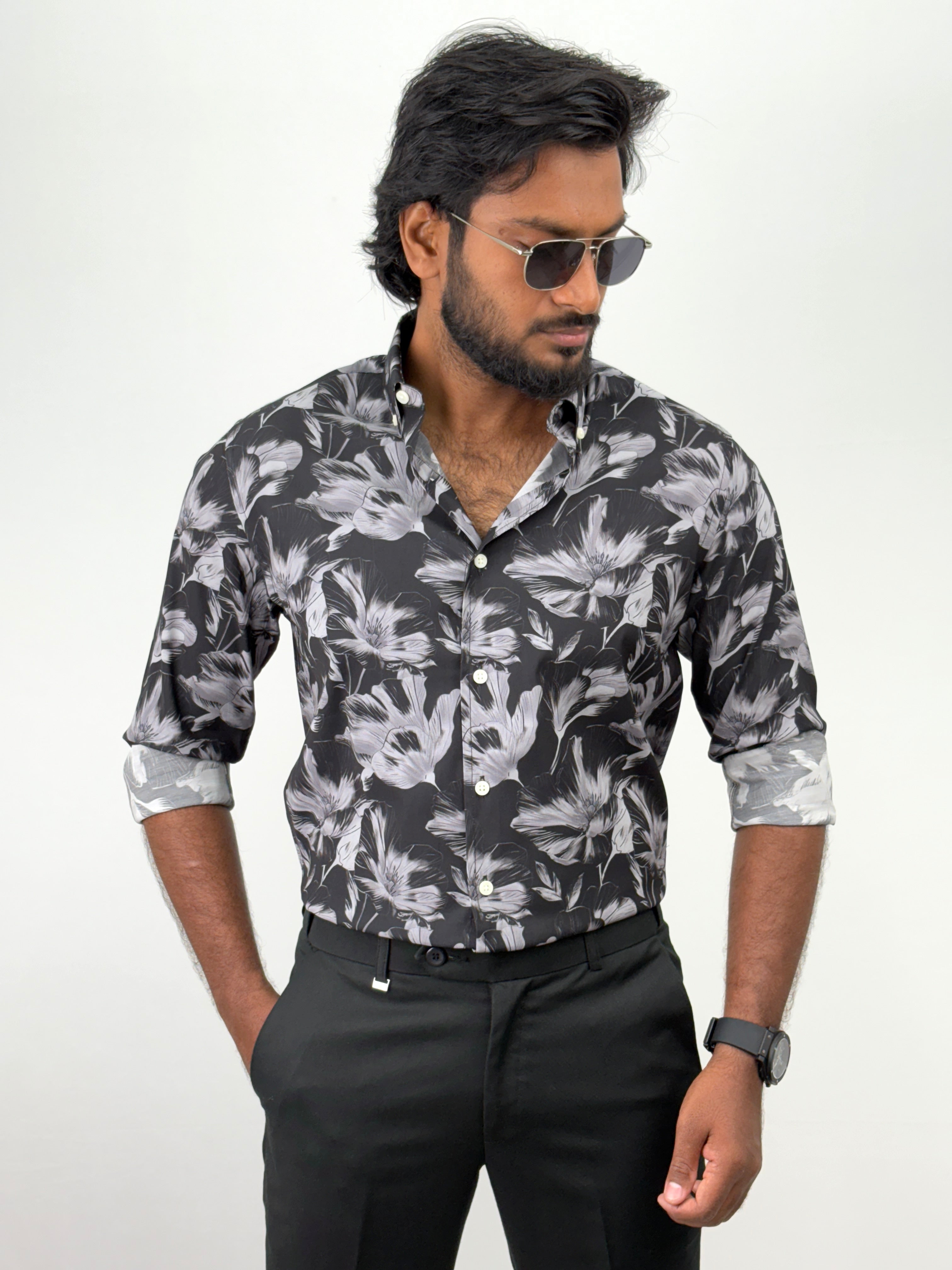 Black Retro Printed Shirt