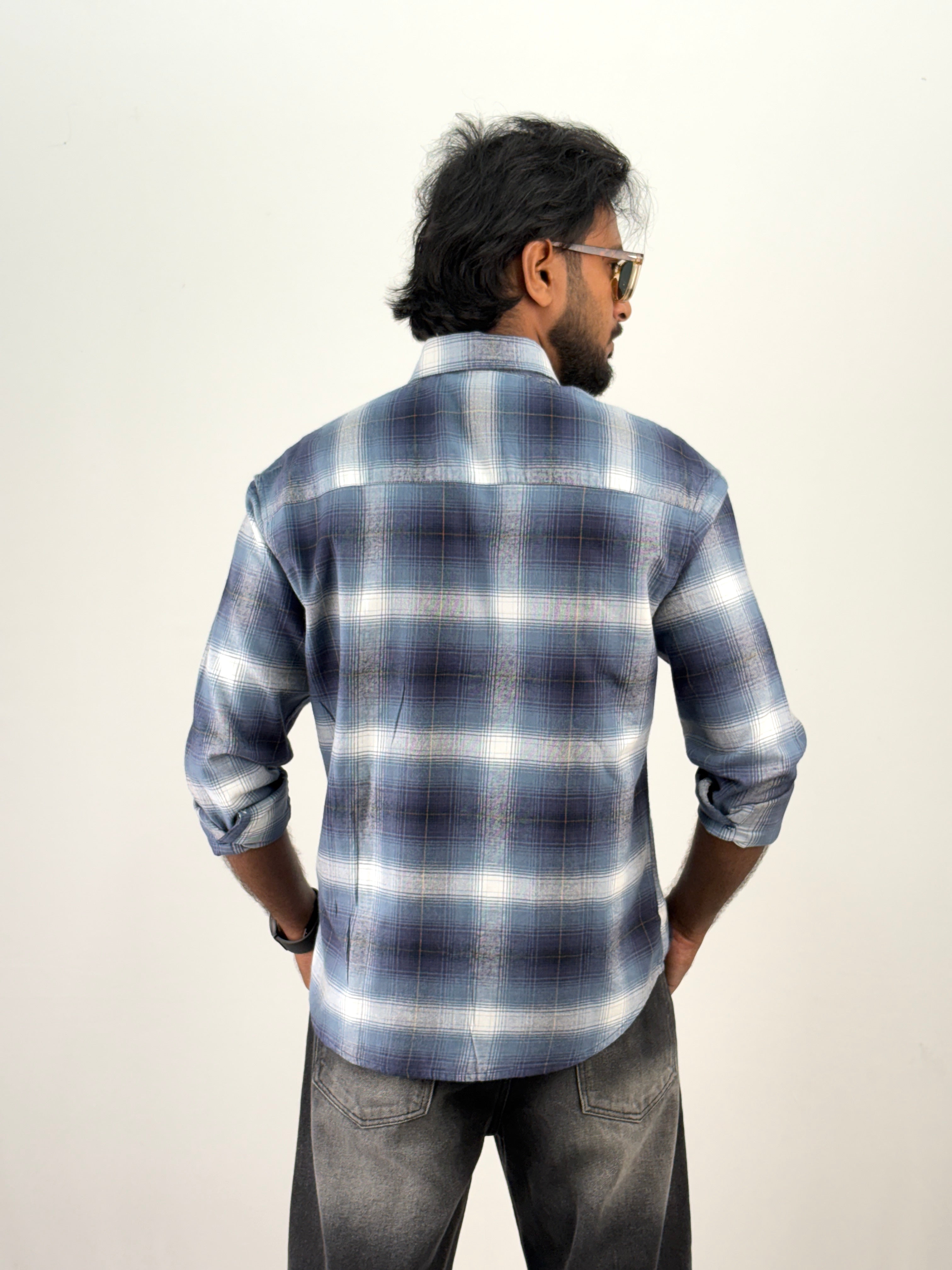 White Blue Flannel Shirt