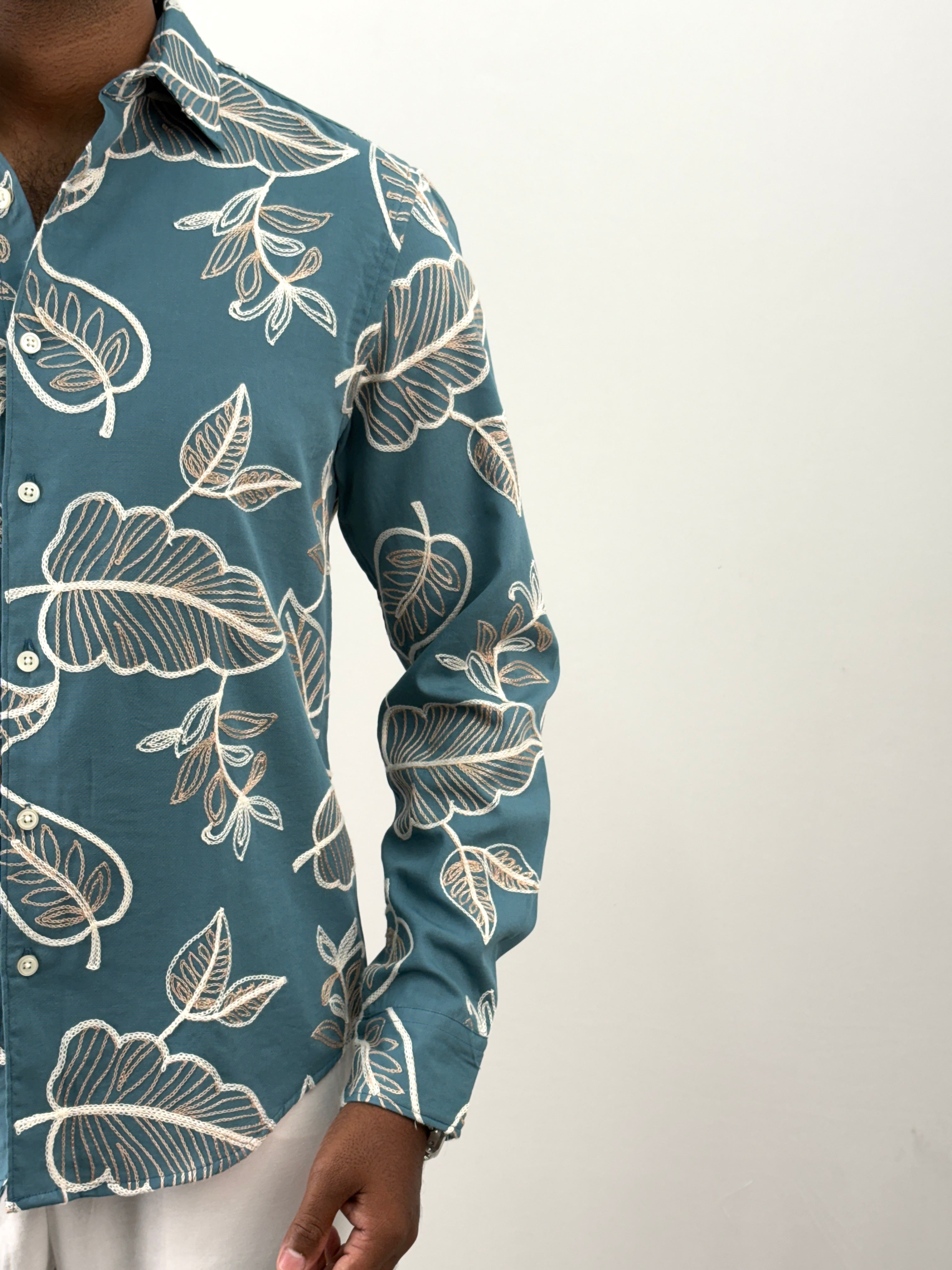 Aqua Embroidery Shirt