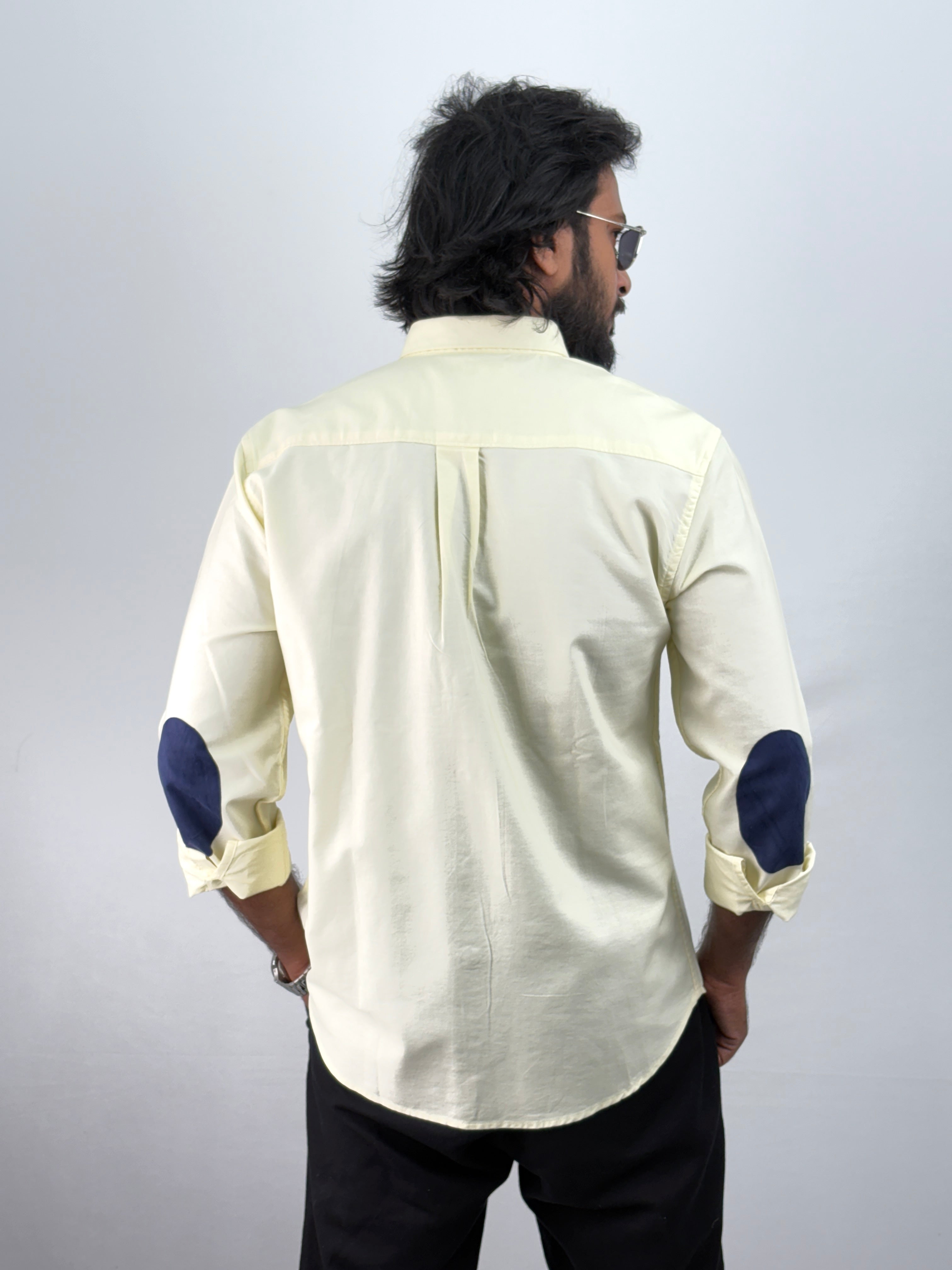 Light Yellow Elbow Patch Shirt