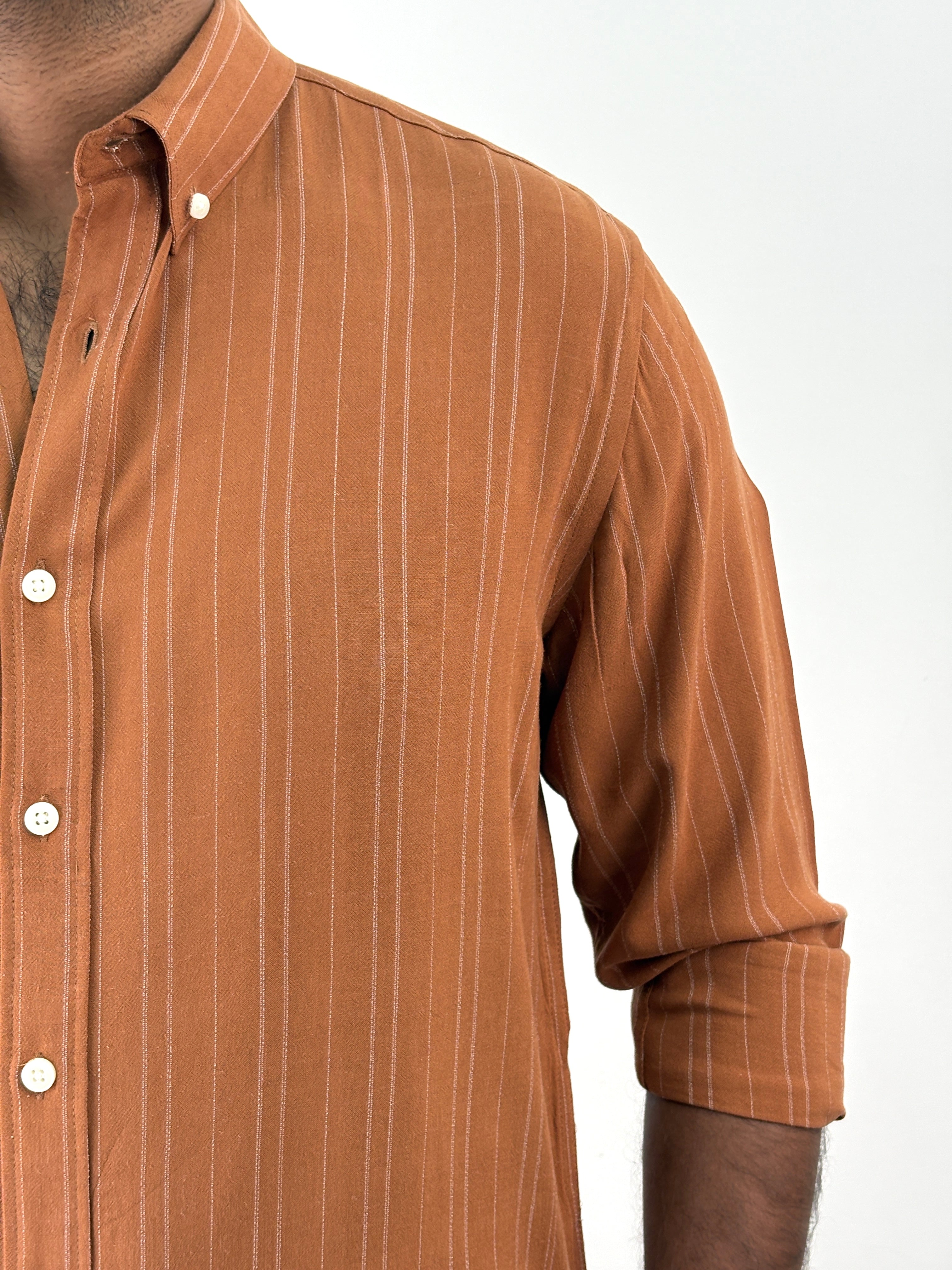 Rust Linen Stripe Shirt