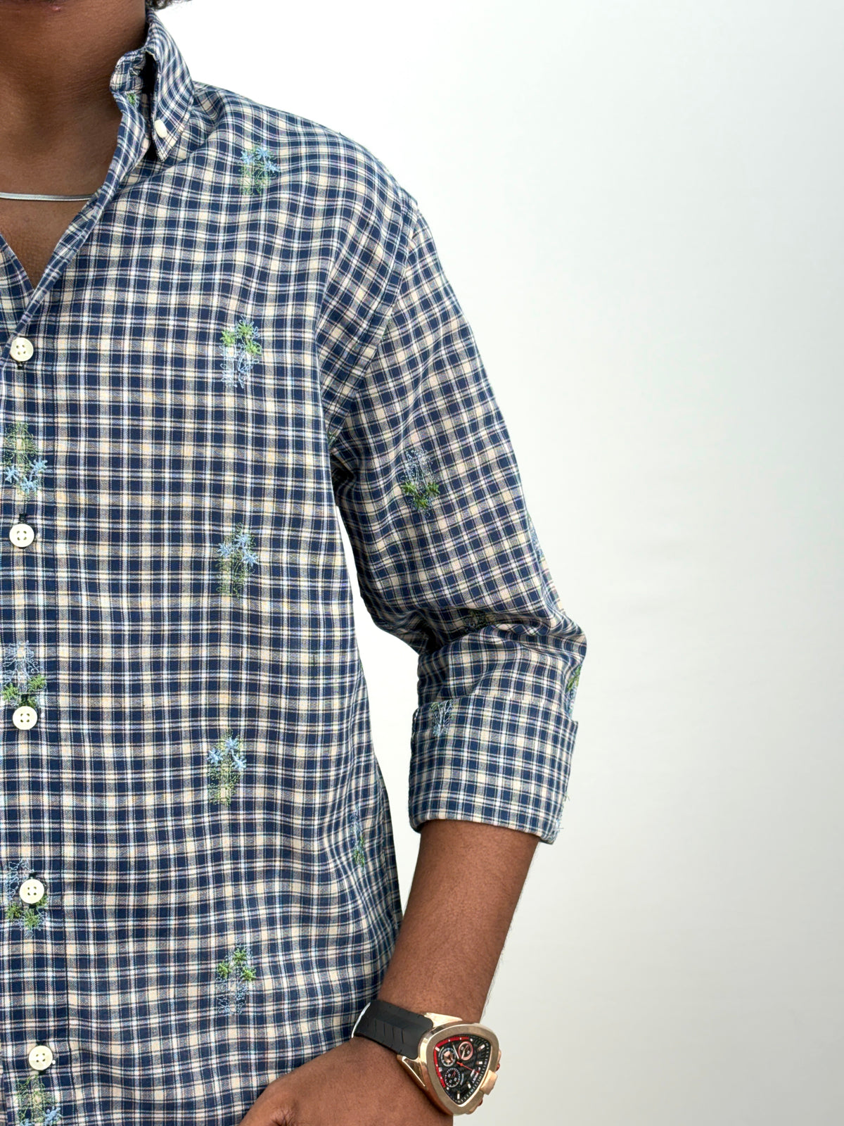 Ink Blue IMP Embroidery Checks Shirt 2
